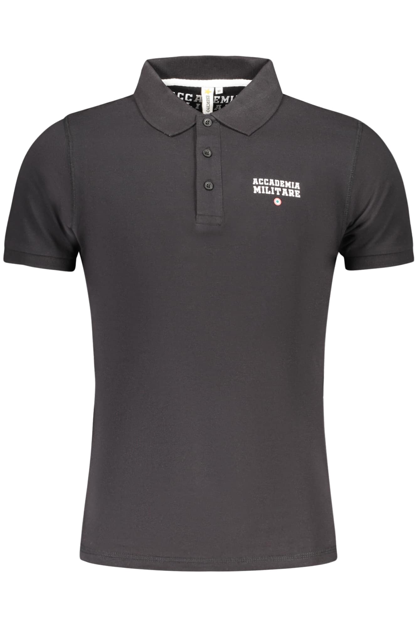 accademiamilitarepolomanichecorteuomonero_1 MILITARY ACADEMY BLACK MEN'S SHORT SLEEVE POLO - Image 1