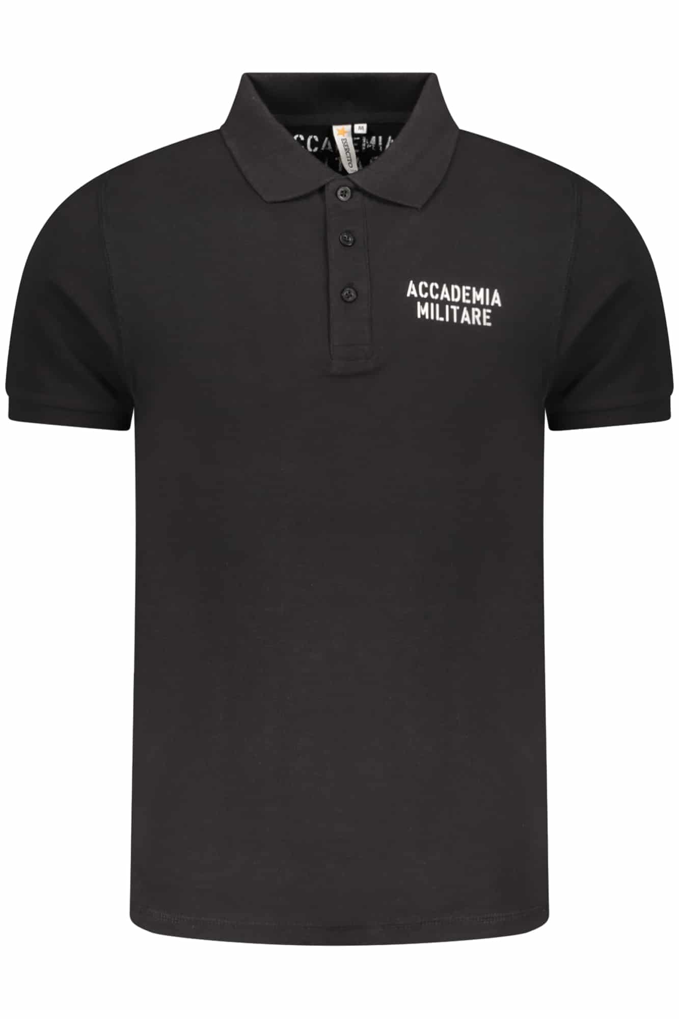accademiamilitarepolomanichecorteuomonero_1 MILITARY ACADEMY BLACK MEN'S SHORT SLEEVE POLO - Image 1