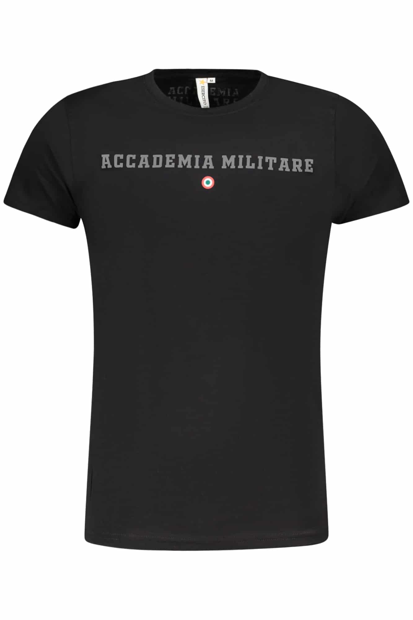 accademiamilitaret-shirtmanichecorteuomonero_1 MILITARY ACADEMY BLACK MEN'S SHORT SLEEVE T-SHIRT - Image 1