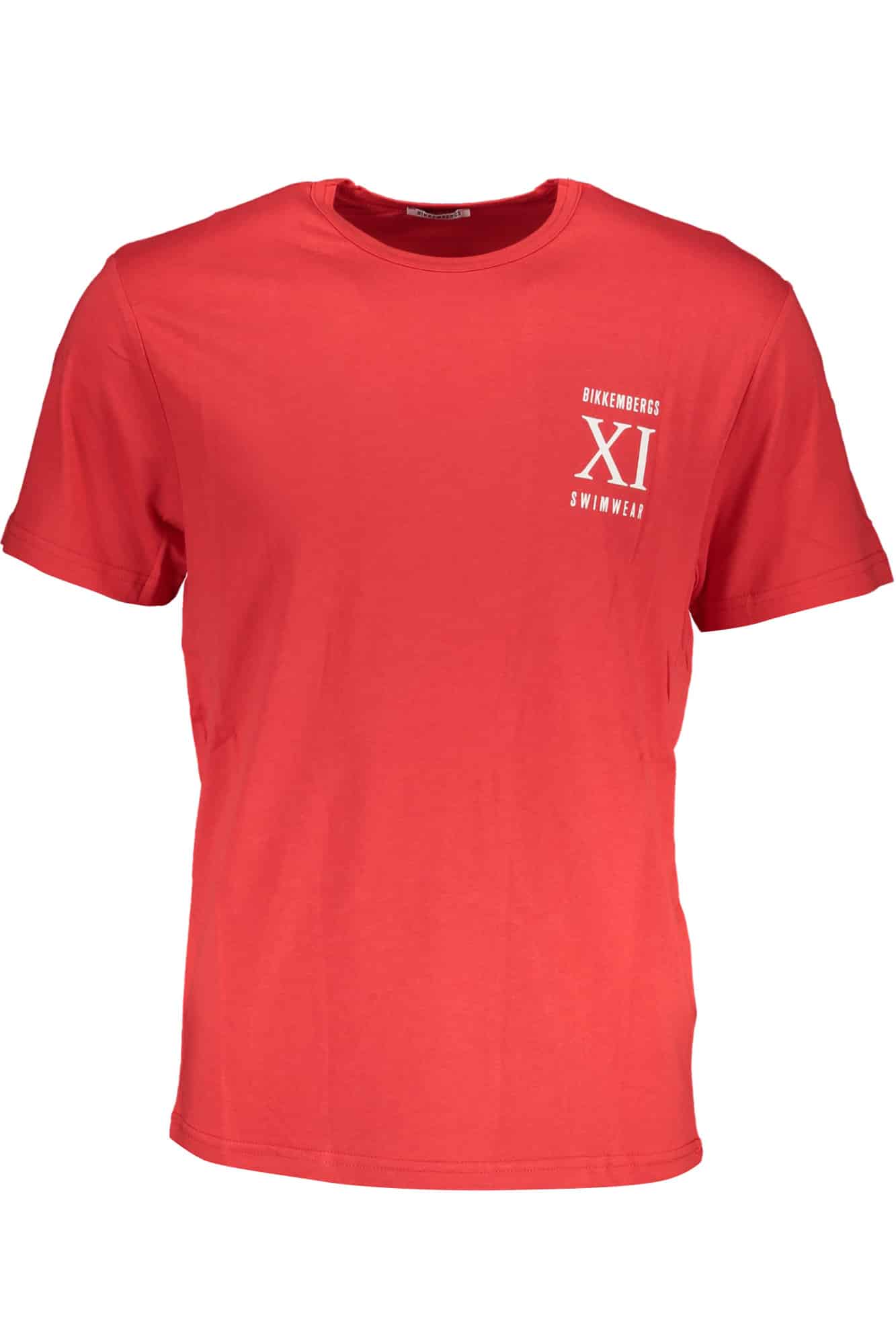 bikkembergst-shirtmanichecorteuomorosso_1 BIKKEMBERGS MEN'S RED SHORT SLEEVE T-SHIRT - Image 1