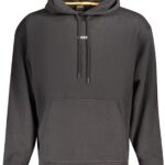 BOSS MEN'S BLACK ZIP-LESS SWEATSHIRT