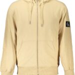 CALVIN KLEIN MEN'S BEIGE ZIP SWEATSHIRT