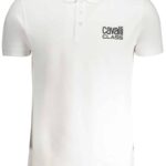 CAVALLI CLASS MEN'S WHITE SHORT SLEEVED POLO SHIRT
