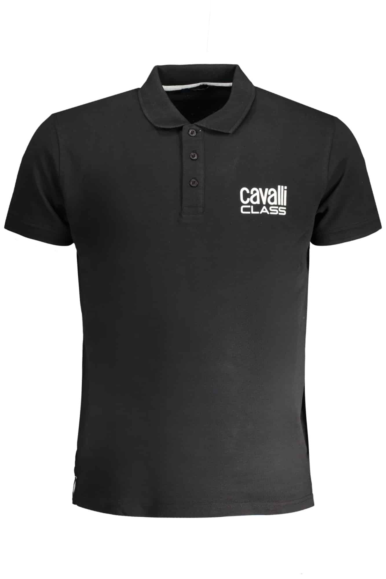 cavalliclasspolomanichecorteuomonero_1 CAVALLI CLASS MEN'S SHORT SLEEVED POLO SHIRT BLACK - Image 1