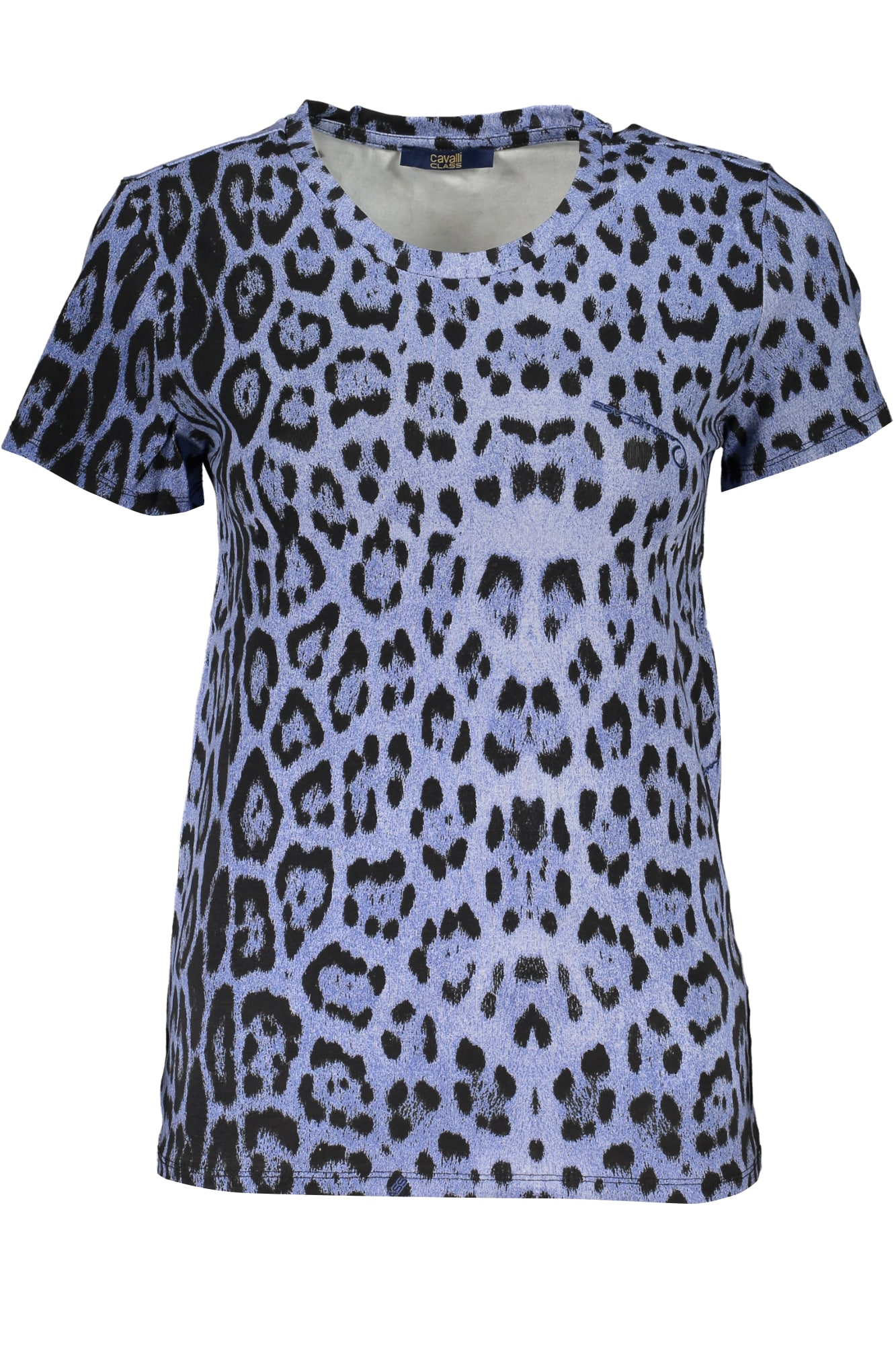 cavalliclasst-shirtmanichecortedonnaazzurro_1 CAVALLI CLASS WOMEN'S SHORT SLEEVE T-SHIRT BLUE - Image 1