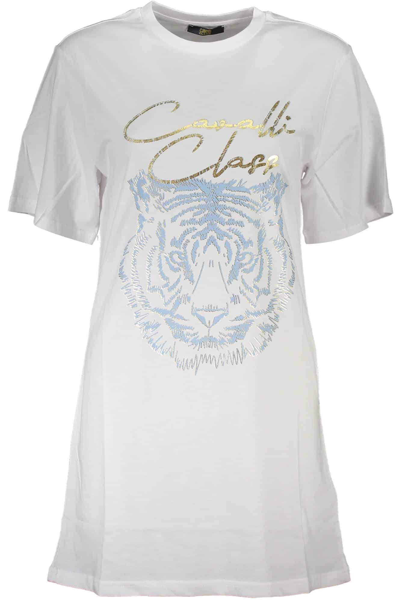 cavalliclasst-shirtmanichecortedonnabianco_1 CAVALLI CLASS SHORT SLEEVE T-SHIRT WOMEN WHITE - Image 1
