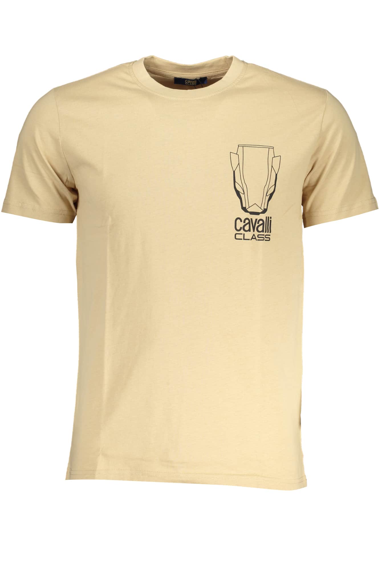 cavalliclasst-shirtmanichecorteuomobeige_1 CAVALLI CLASS MEN'S SHORT SLEEVED T-SHIRT BEIGE - Image 1