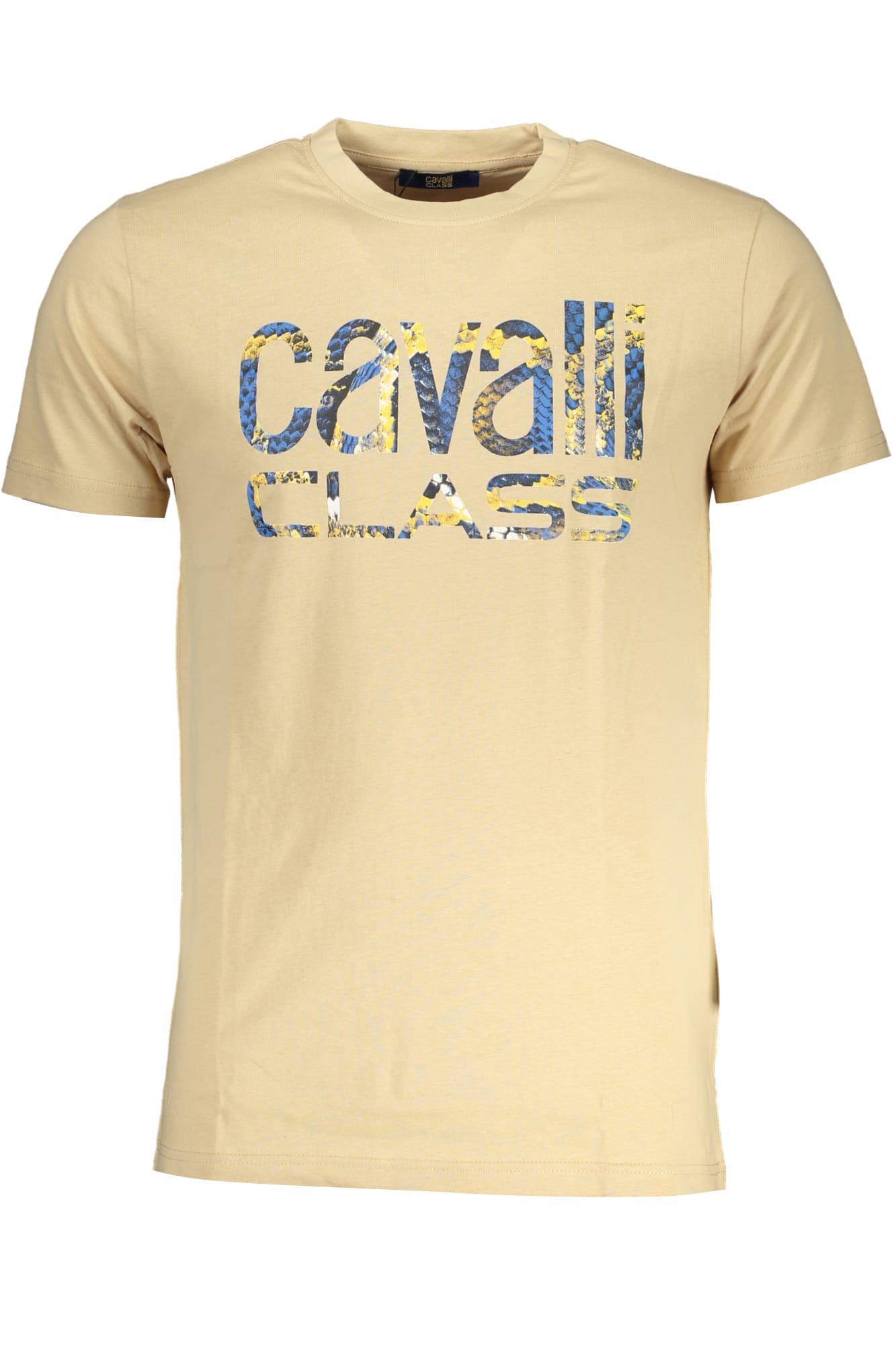 cavalliclasst-shirtmanichecorteuomobeige_1 CAVALLI CLASS MEN'S SHORT SLEEVED T-SHIRT BEIGE - Image 1