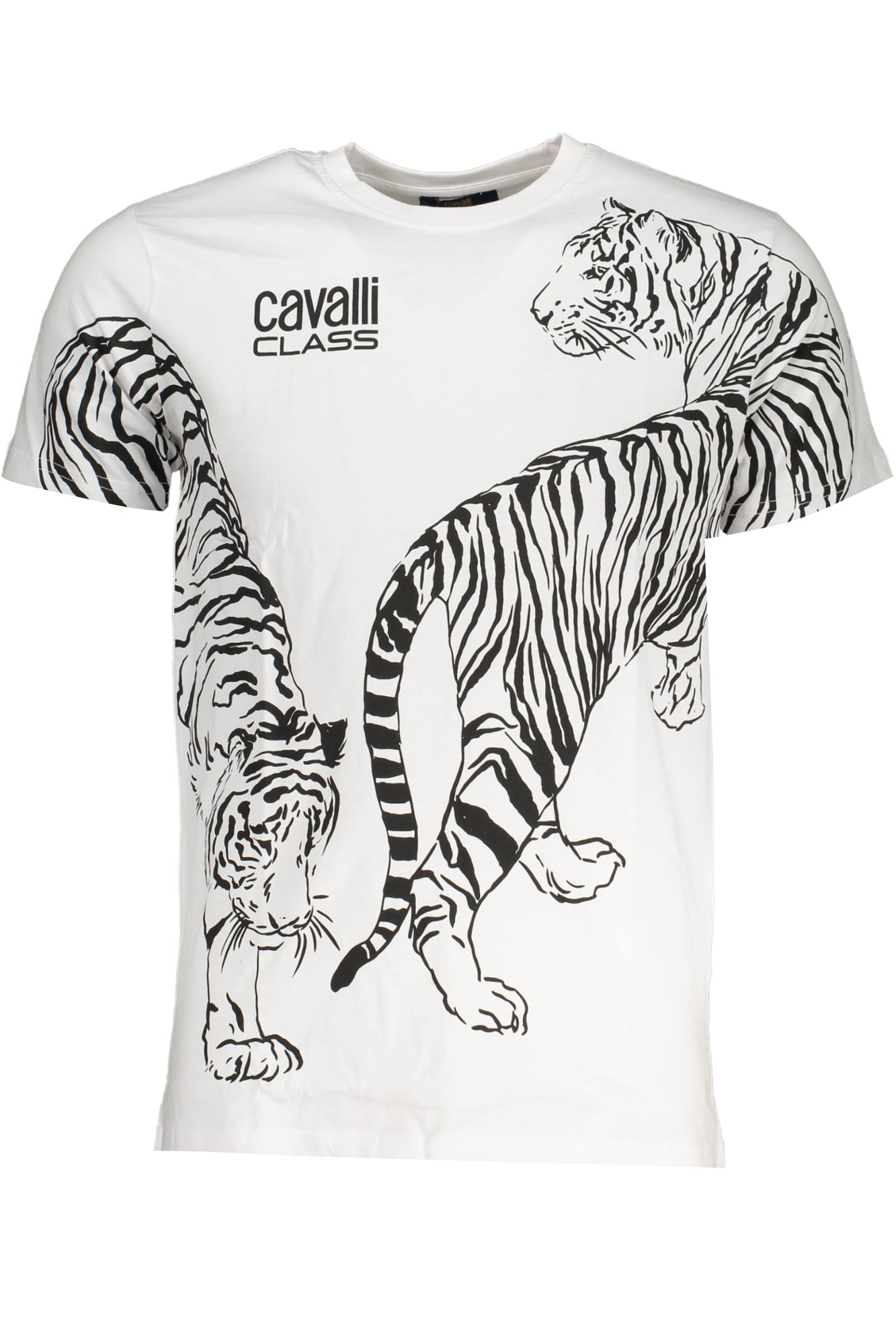 cavalliclasst-shirtmanichecorteuomobianco_1 CAVALLI CLASS MEN'S SHORT SLEEVED T-SHIRT WHITE - Image 1