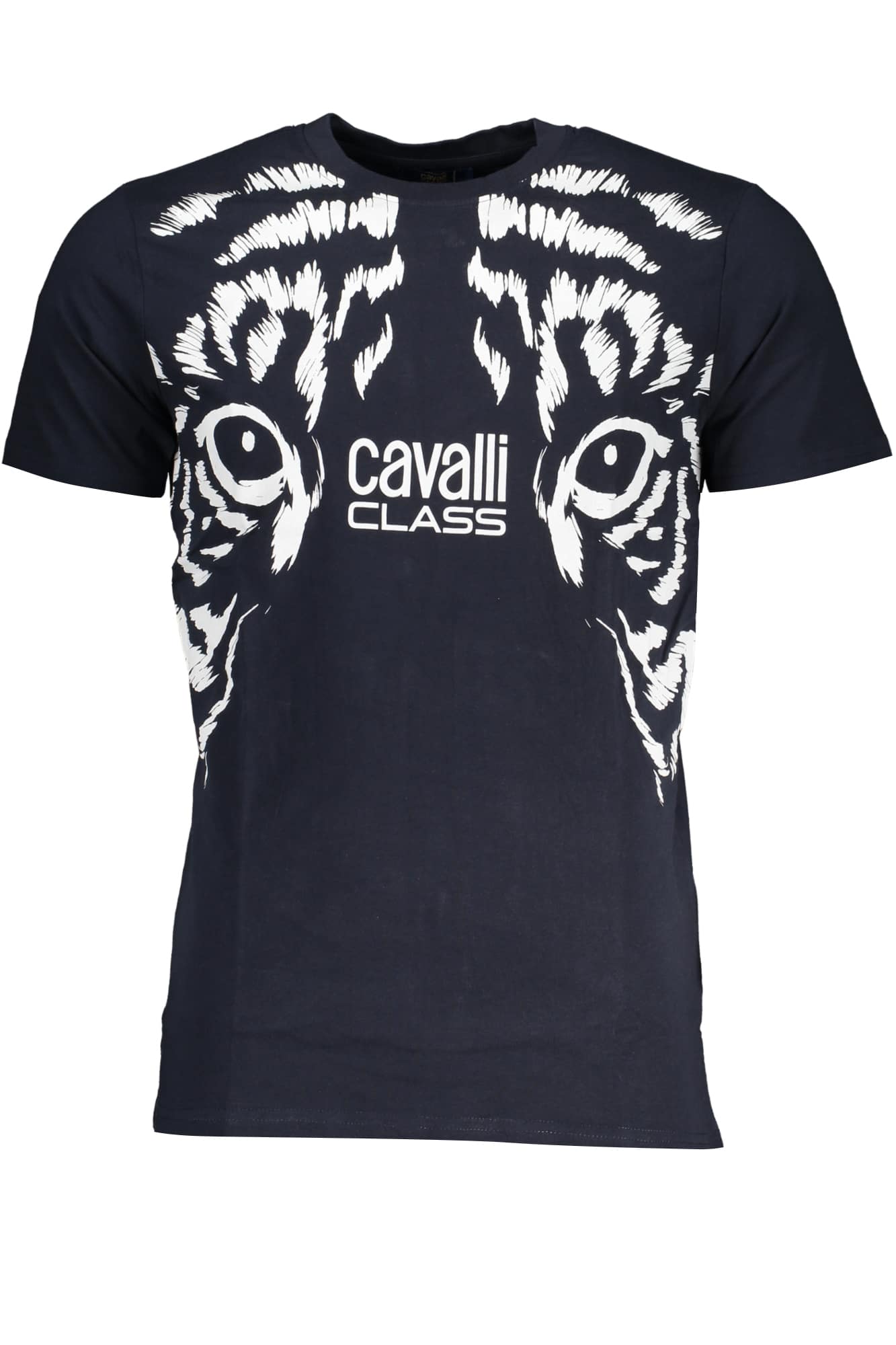 cavalliclasst-shirtmanichecorteuomoblu_1 CAVALLI CLASS MEN'S SHORT SLEEVED T-SHIRT BLUE - Image 1