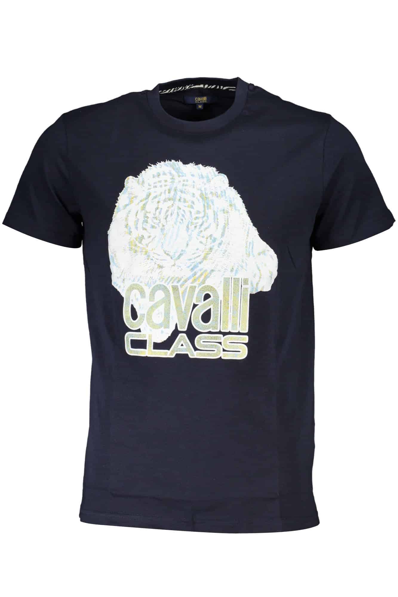 cavalliclasst-shirtmanichecorteuomoblu_1 CAVALLI CLASS SHORT SLEEVE T-SHIRT MEN BLUE - Image 1