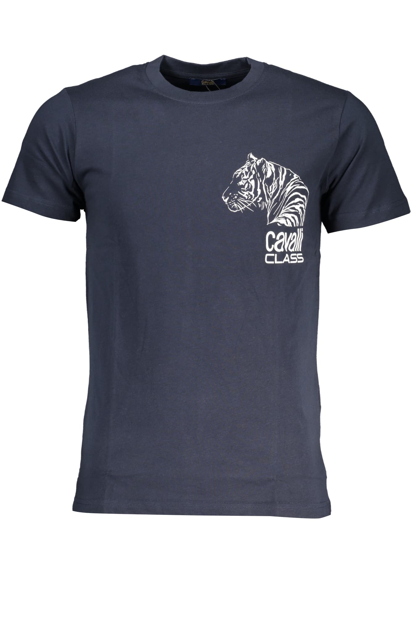 cavalliclasst-shirtmanichecorteuomoblu_1 CAVALLI CLASS MEN'S SHORT SLEEVED T-SHIRT BLUE - Image 1