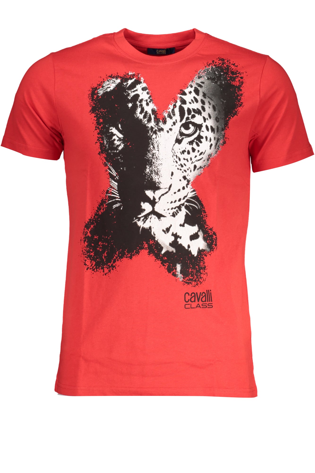 cavalliclasst-shirtmanichecorteuomorosso_1 CAVALLI CLASS MEN'S SHORT SLEEVE T-SHIRT RED - Image 1