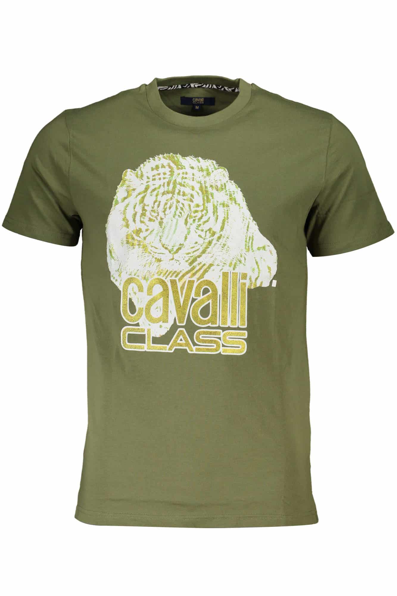 cavalliclasst-shirtmanichecorteuomoverde_1 CAVALLI CLASS T-SHIRT SHORT SLEEVE MAN GREEN - Image 1