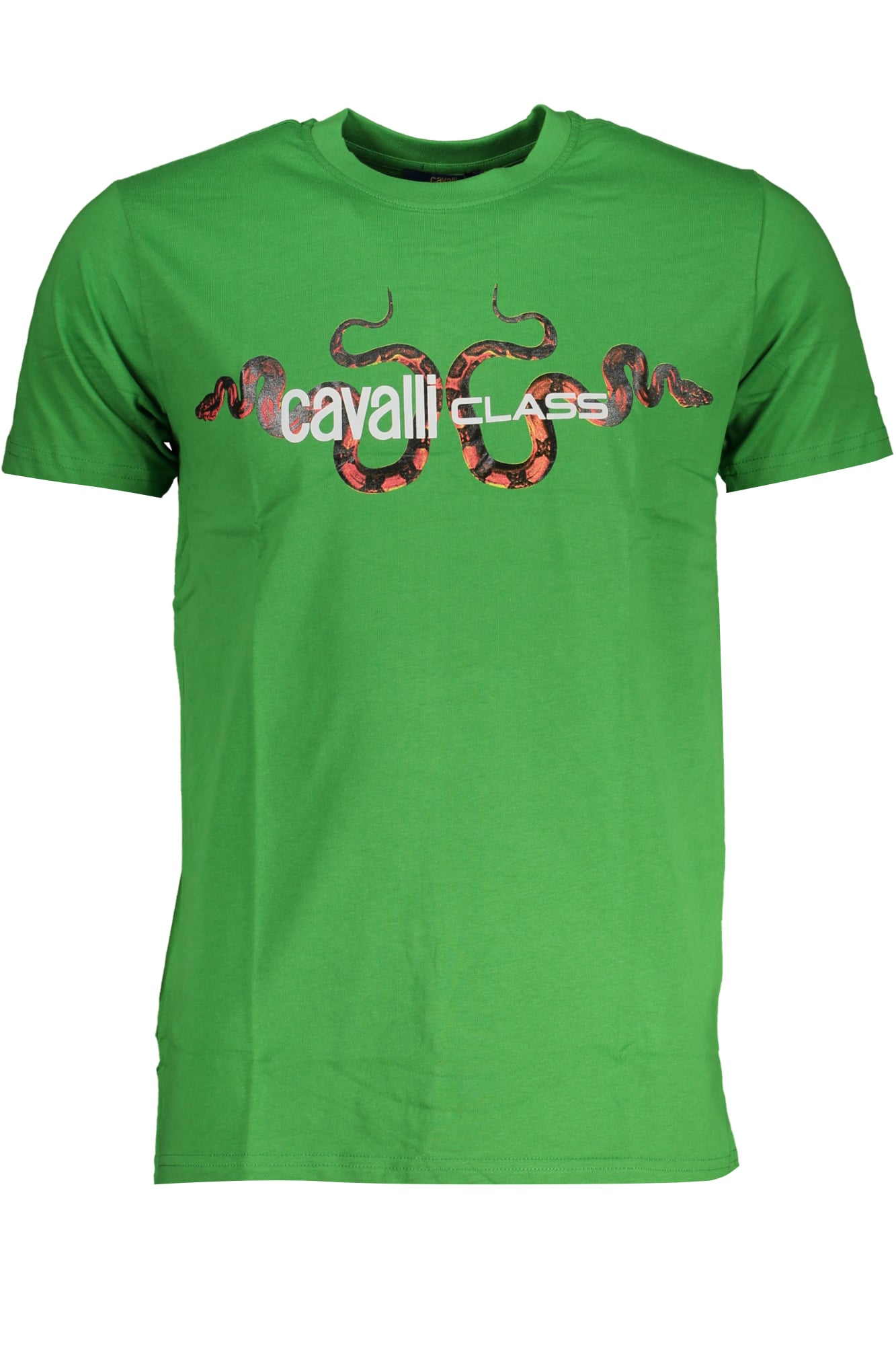 cavalliclasst-shirtmanichecorteuomoverde_1 CAVALLI CLASS GREEN MEN'S SHORT SLEEVED T-SHIRT - Image 1