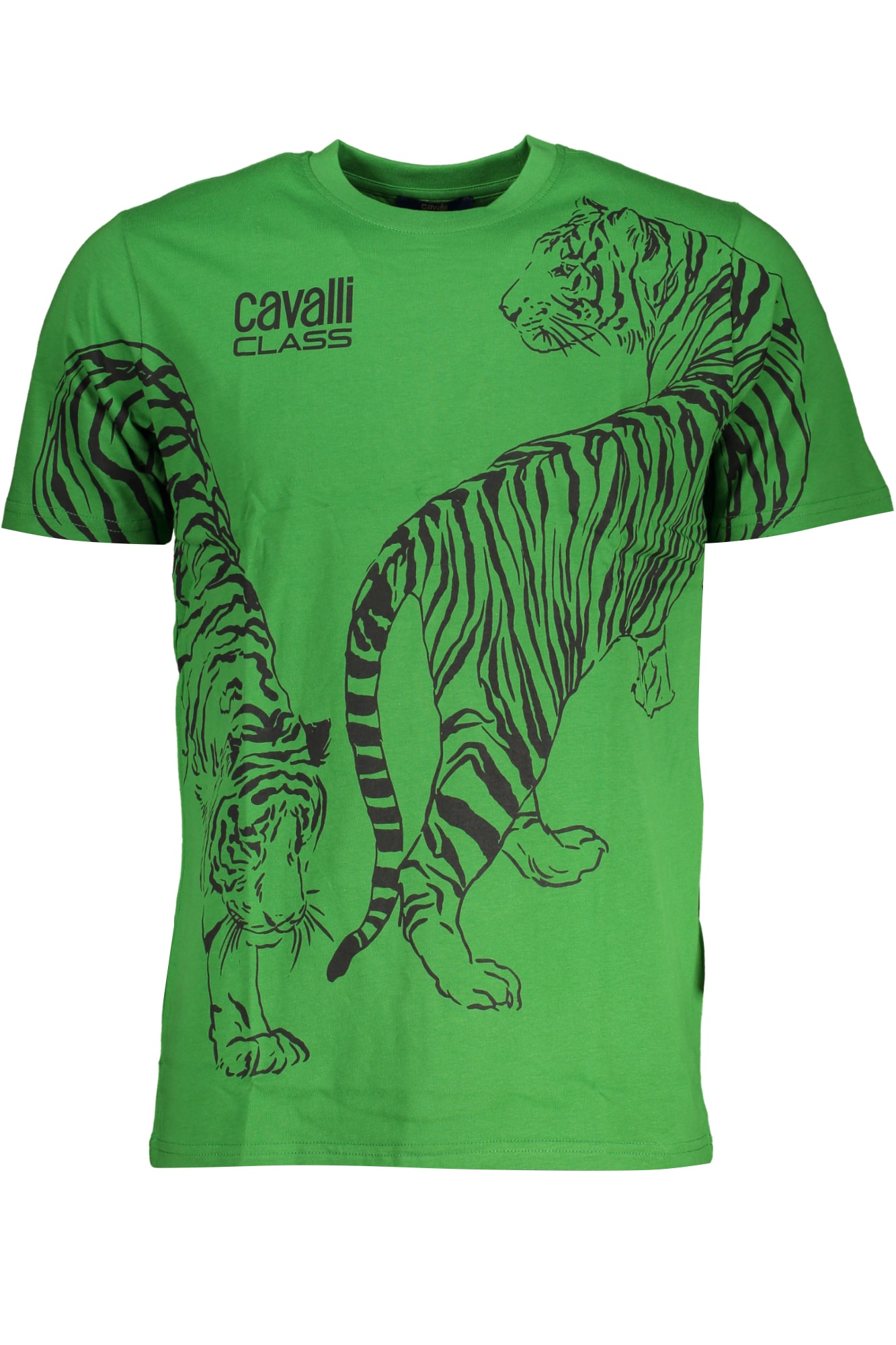 cavalliclasst-shirtmanichecorteuomoverde_1 CAVALLI CLASS GREEN MEN'S SHORT SLEEVED T-SHIRT - Image 1