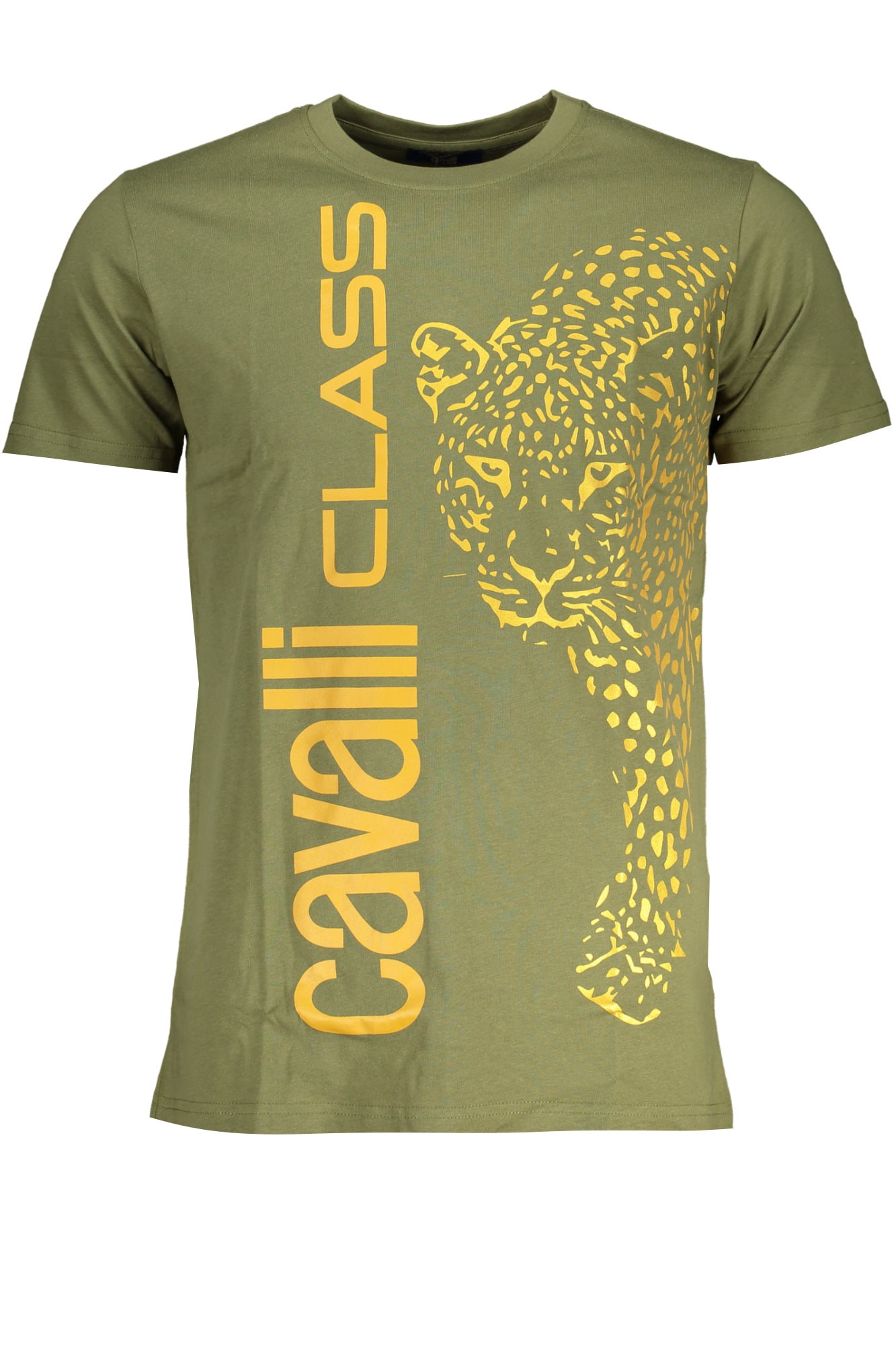 cavalliclasst-shirtmanichecorteuomoverde_1 CAVALLI CLASS GREEN MEN'S SHORT SLEEVED T-SHIRT - Image 1