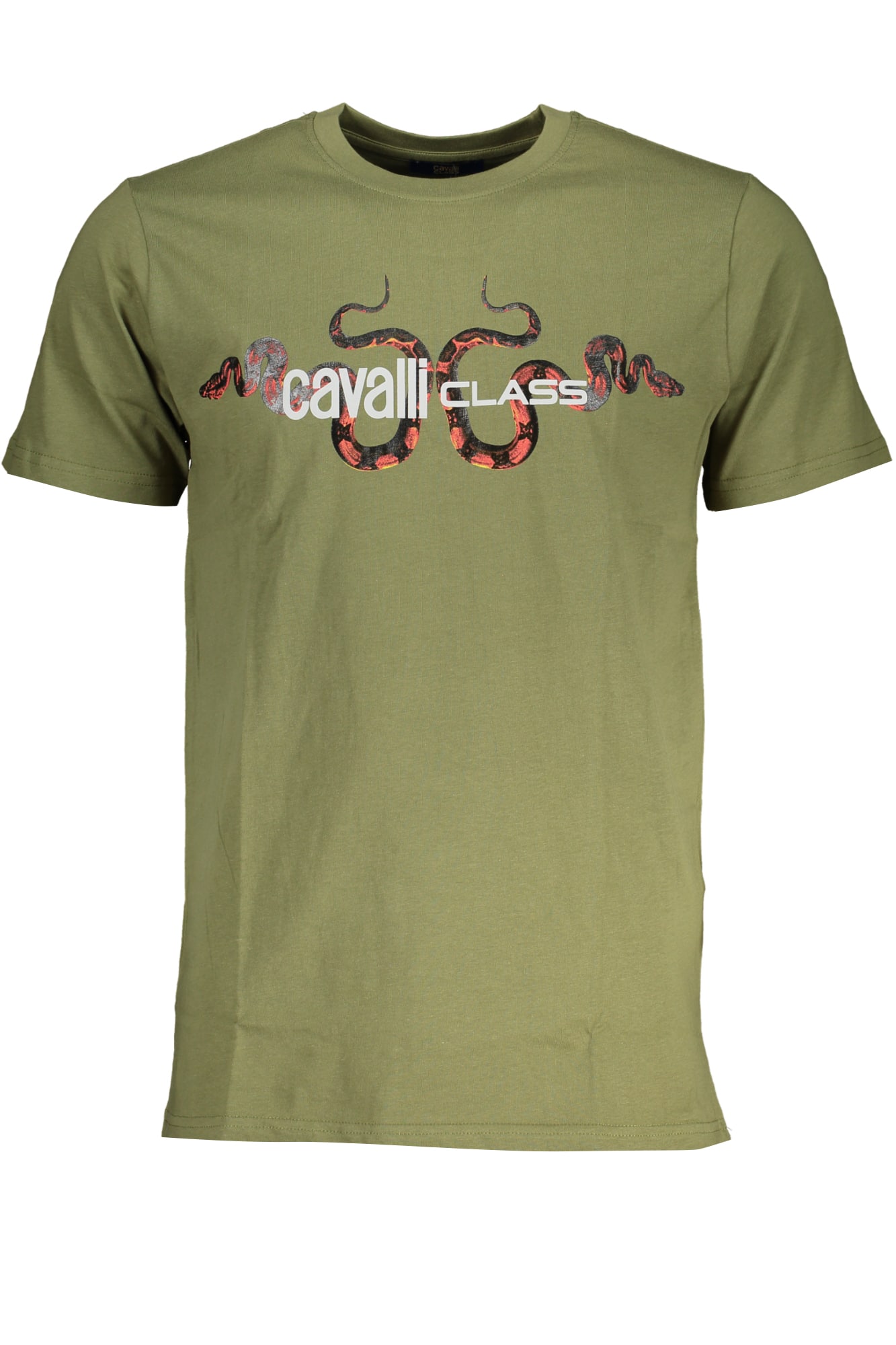cavalliclasst-shirtmanichecorteuomoverde_1 CAVALLI CLASS GREEN MEN'S SHORT SLEEVED T-SHIRT - Image 1