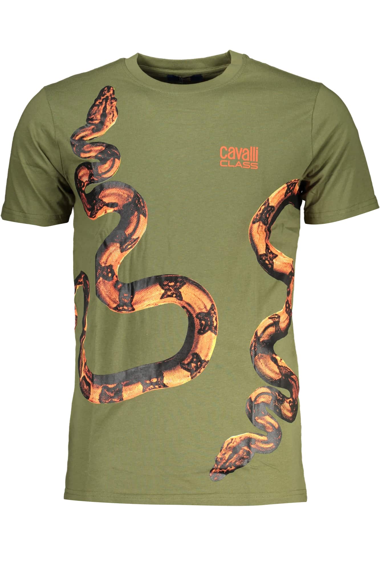 cavalliclasst-shirtmanichecorteuomoverde_1 CAVALLI CLASS GREEN MEN'S SHORT SLEEVED T-SHIRT - Image 1