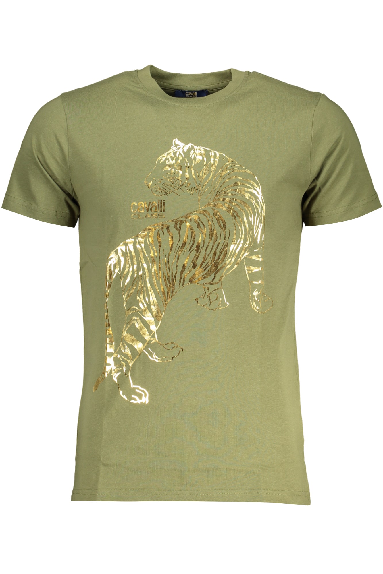 cavalliclasst-shirtmanichecorteuomoverde_1 CAVALLI CLASS GREEN MEN'S SHORT SLEEVED T-SHIRT - Image 1
