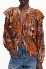 DESIGUAL WOMEN'S LONG-SLEEVED SHIRT, ORANGE