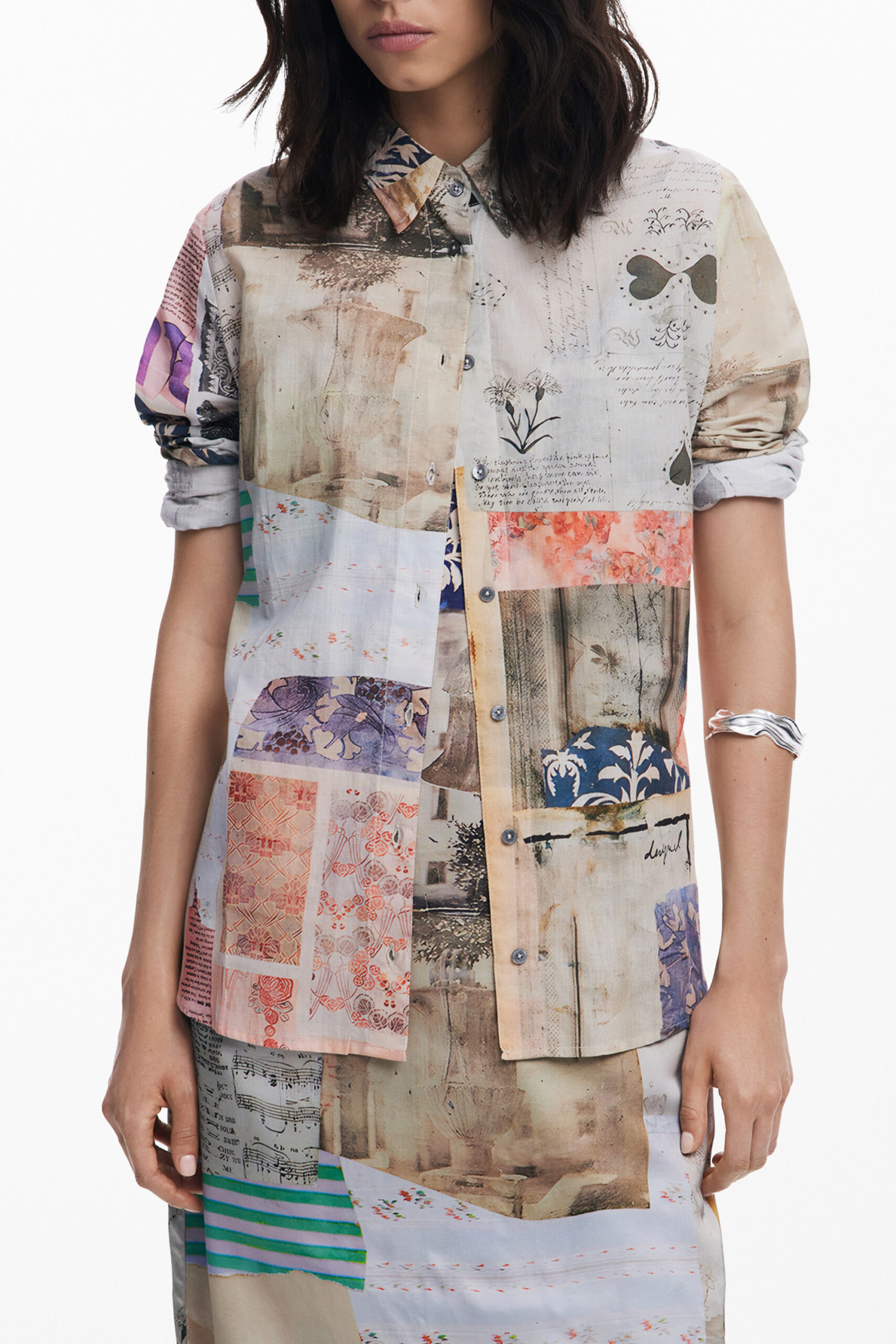 desigualcamiciamanichelunghedonnabeige_1 DESIGUAL WOMEN'S LONG-SLEEVED SHIRT, BEIGE - Image 1
