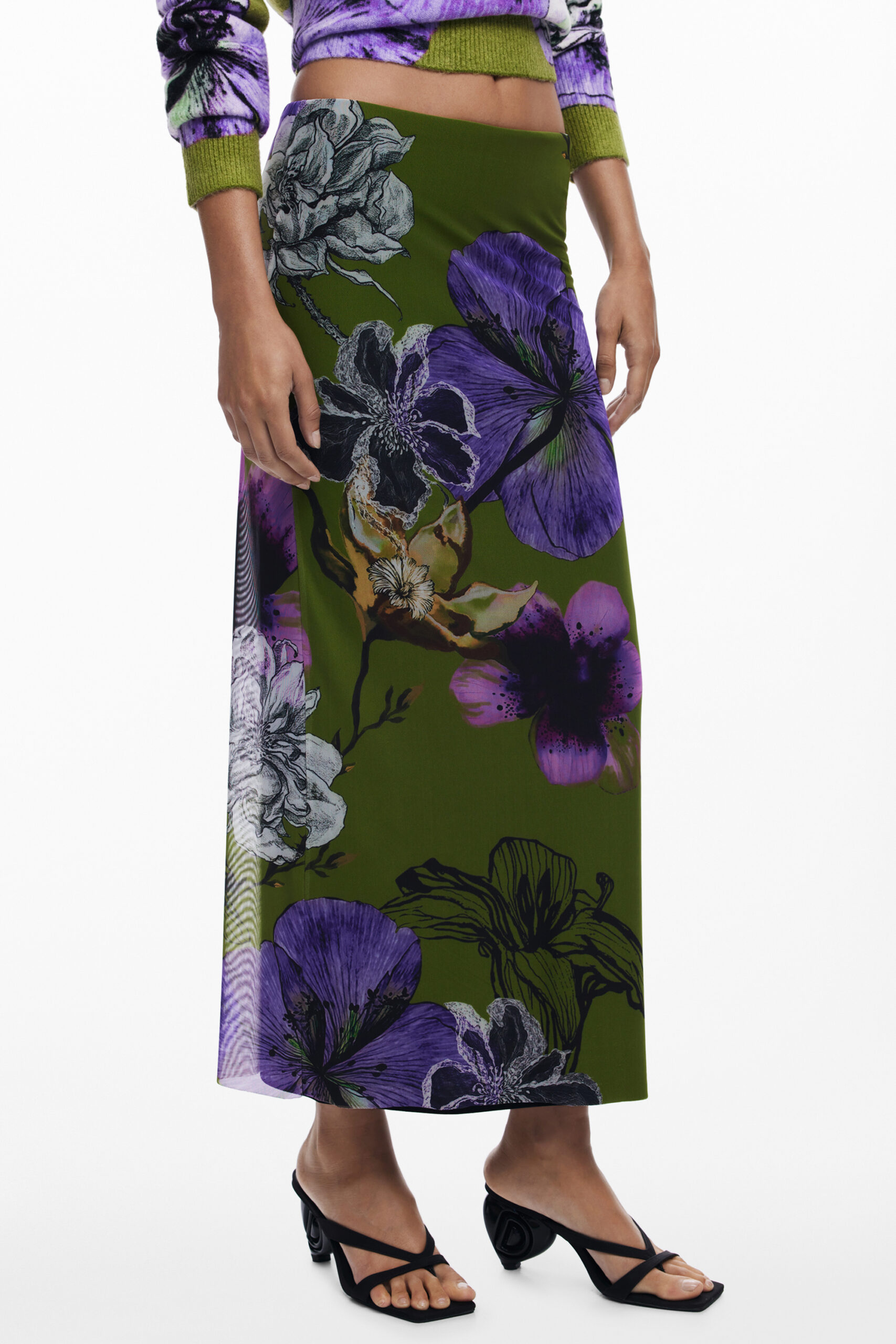 desigualgonnalungadonnaverde_1 DESIGUAL WOMEN'S LONG GREEN SKIRT - Image 1