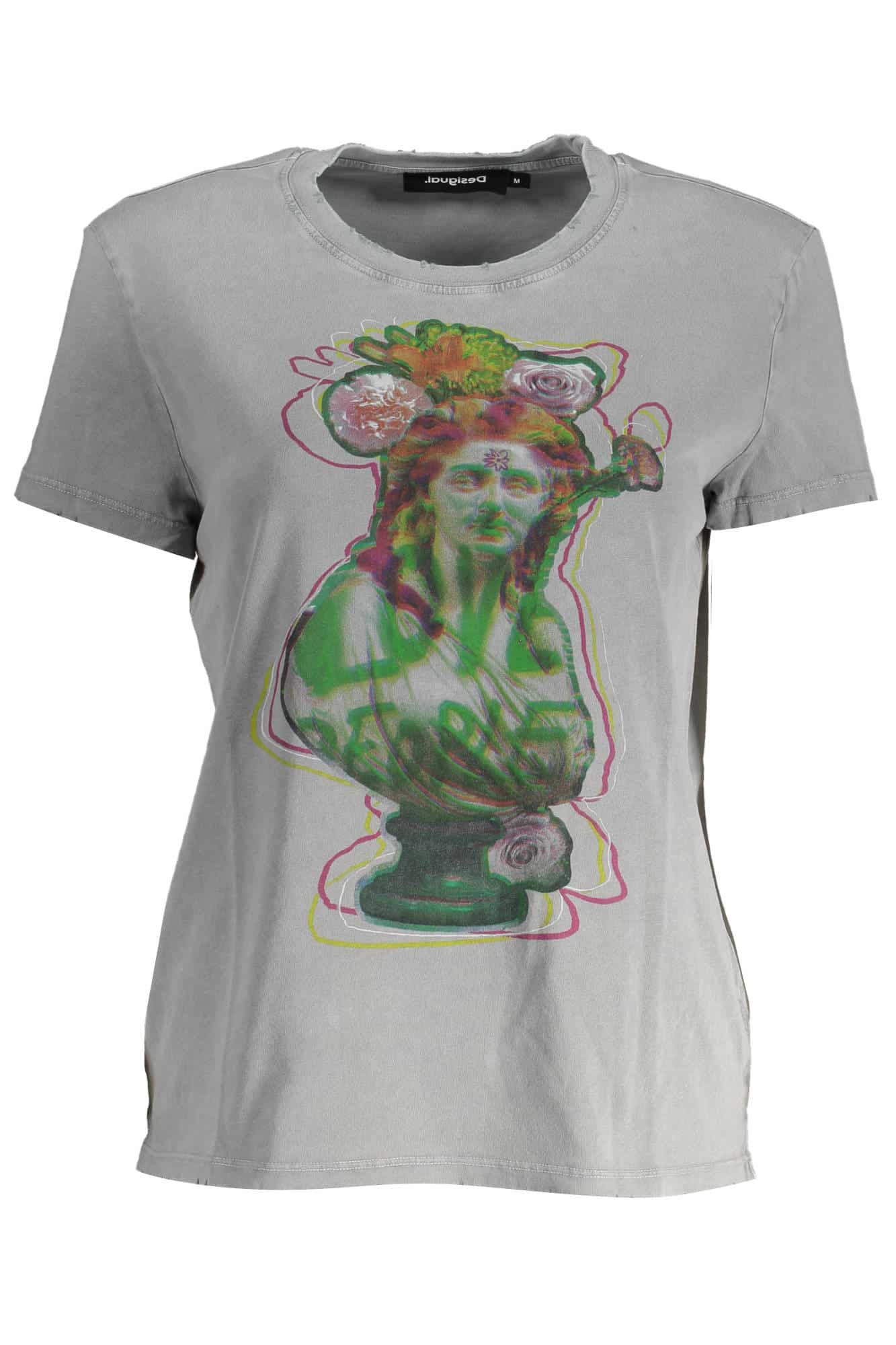 desigualt-shirtmanichecortedonnagrigio_1 DESIGUAL SHORT SLEEVE T-SHIRT WOMEN GREY - Image 1