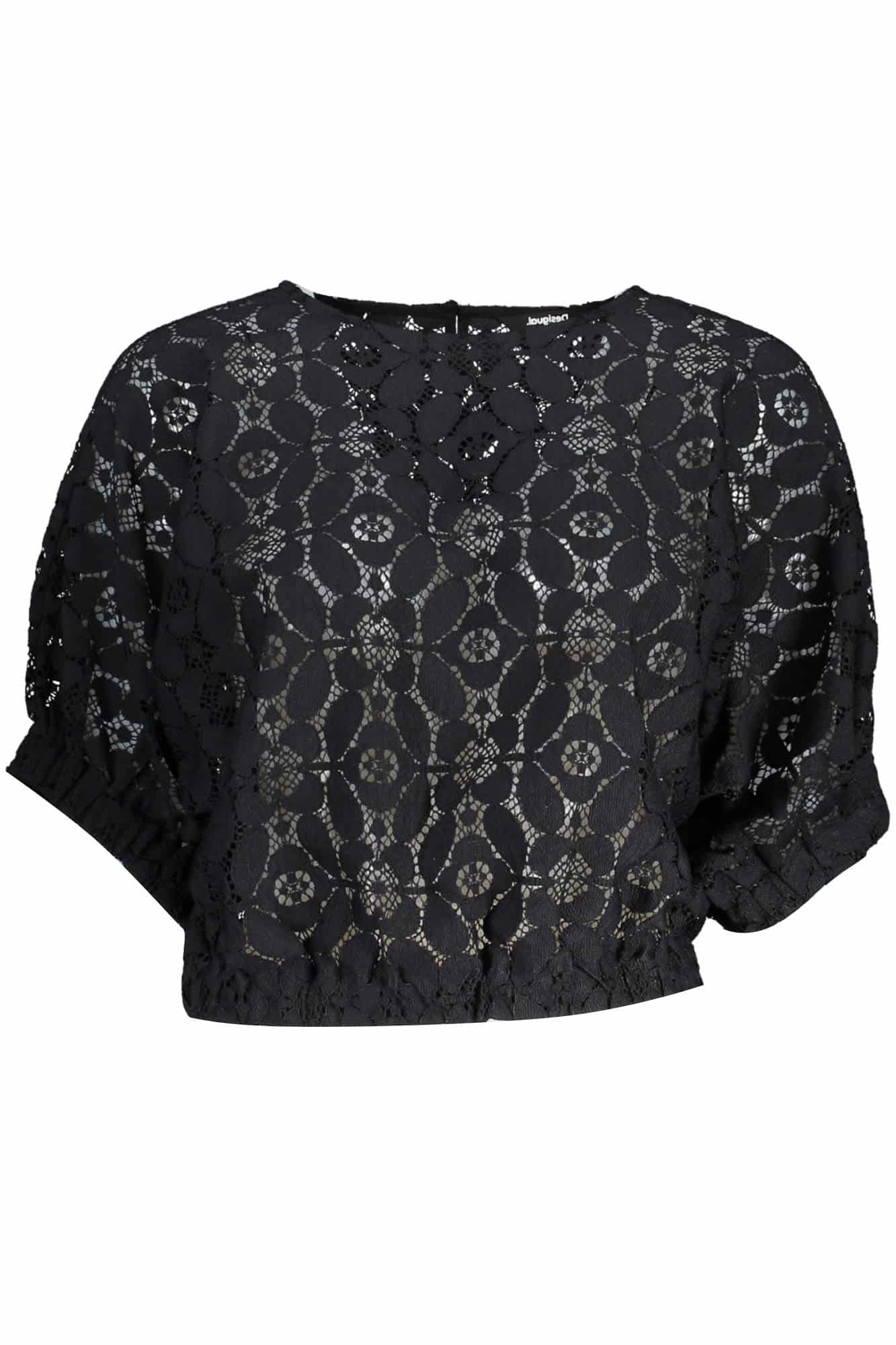 desigualt-shirtmanichecortedonnanero_1 DESIGUAL BLACK WOMAN SHORT SLEEVE T-SHIRT - Image 1