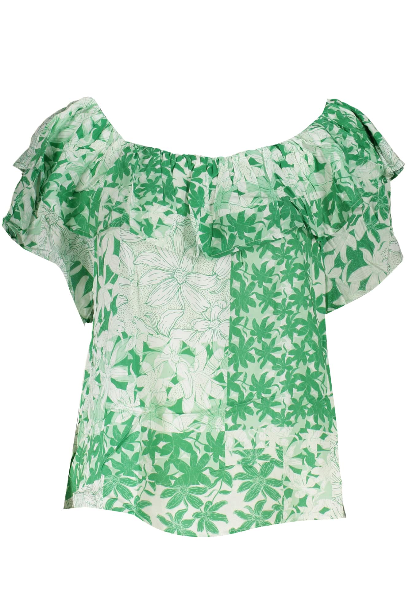 desigualt-shirtmanichecortedonnaverde_1 DESIGUAL GREEN WOMEN'S SHORT SLEEVE T-SHIRT - Image 1