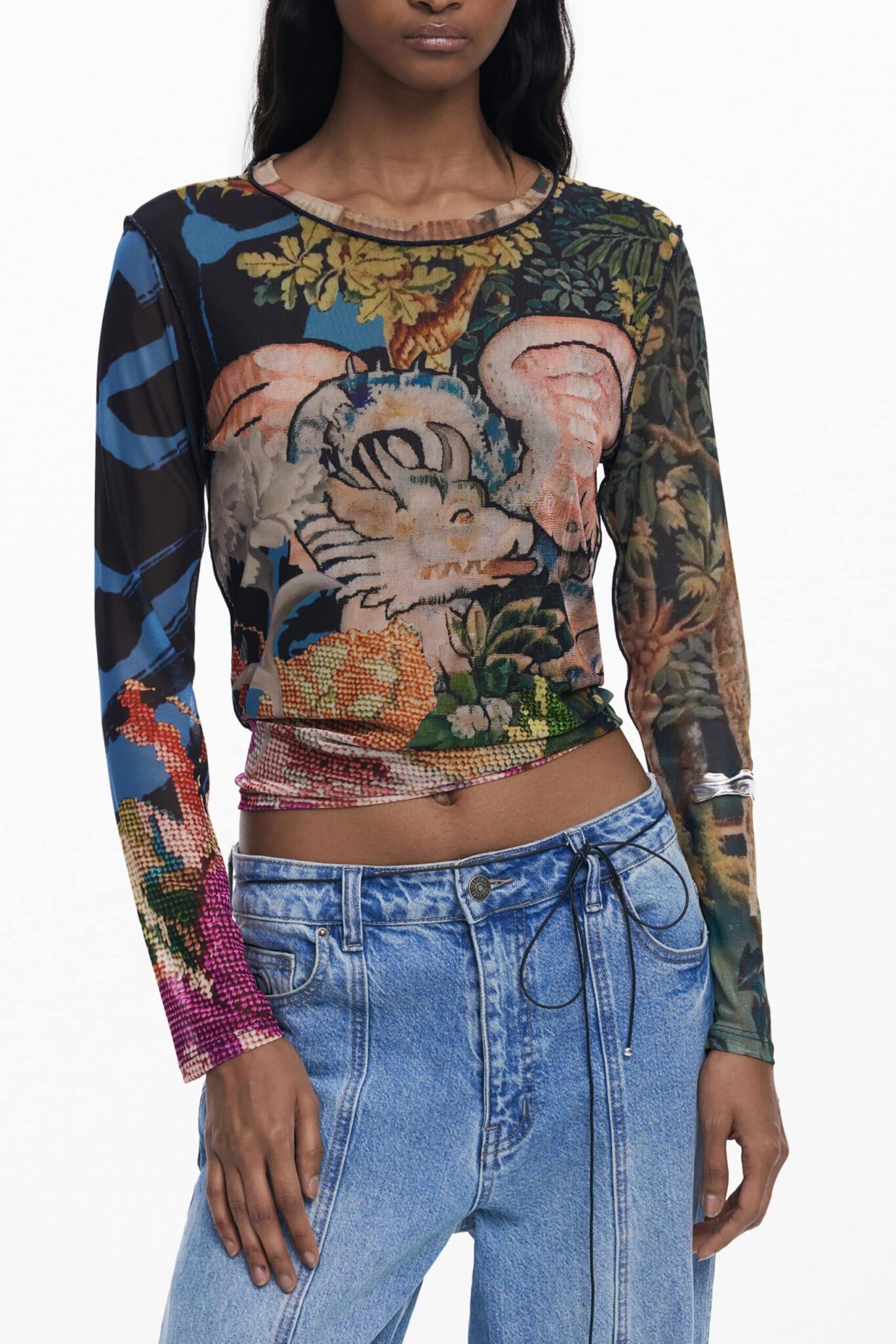desigualt-shirtmanichelunghedonnanero_1 DESIGUAL WOMEN'S LONG-SLEEVED T-SHIRT BLACK - Image 1