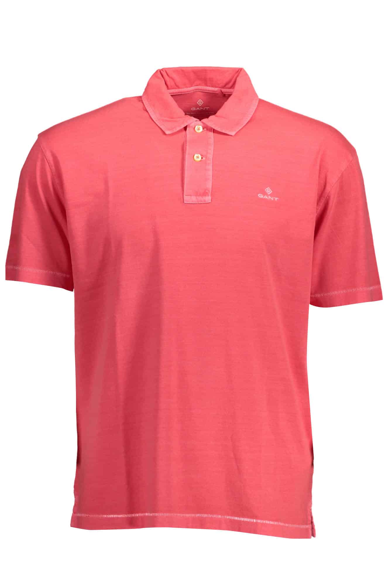 gantpolomanichecorteuomorosa_1 GANT MEN'S PINK SHORT SLEEVE POLO SHIRT - Image 1
