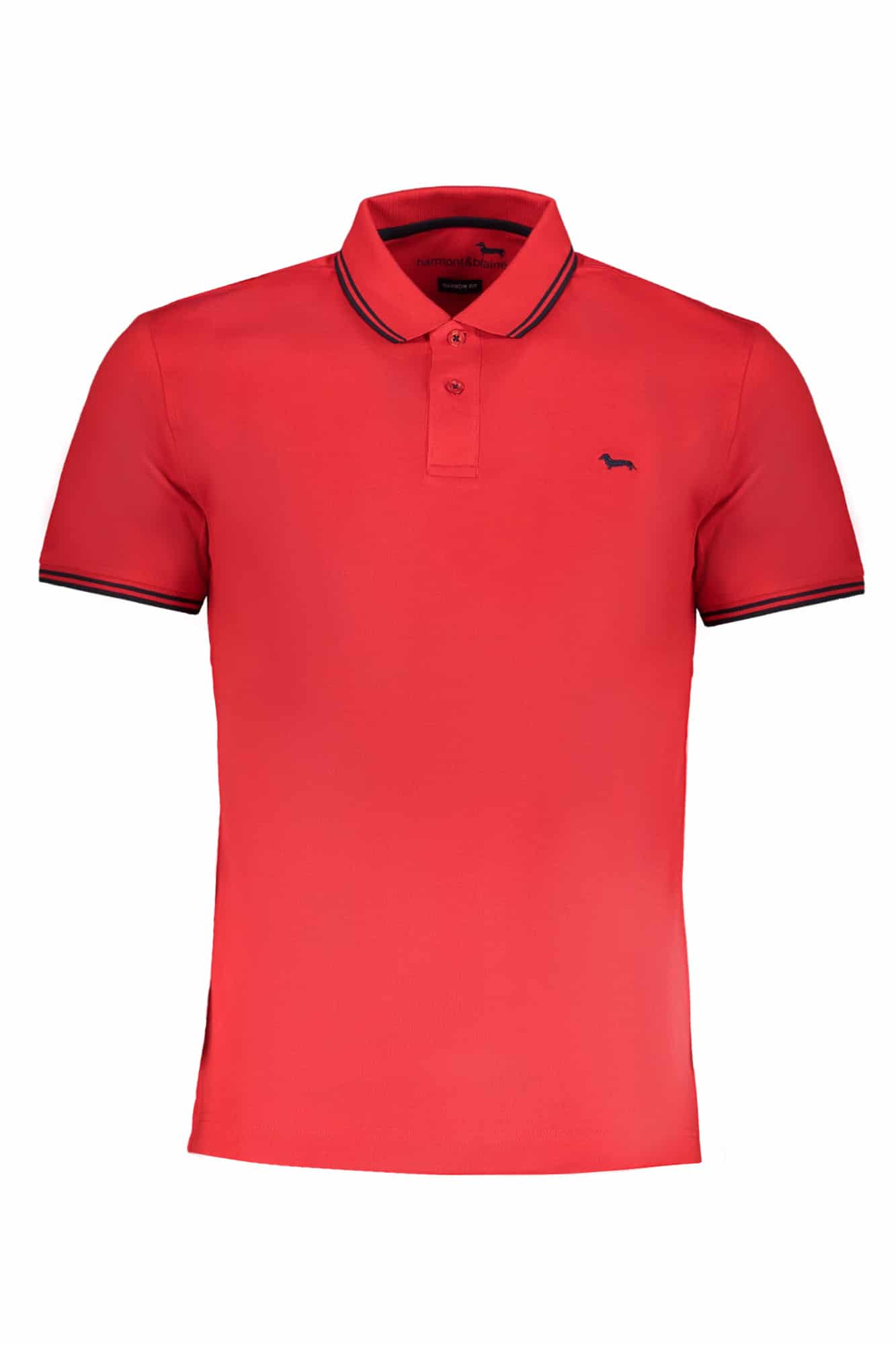 harmont26blainepolomanichecorteuomorosso_1 HARMONT & BLAINE MEN'S RED SHORT SLEEVE POLO SHIRT - Image 1