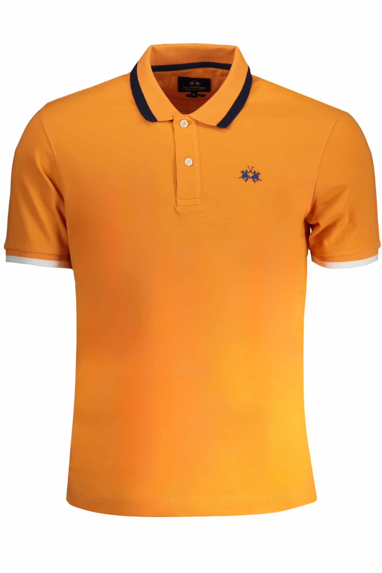 lamartinapolomanichecorteuomoarancio_1 LA MARTINA MEN'S ORANGE SHORT SLEEVED POLO SHIRT - Image 1