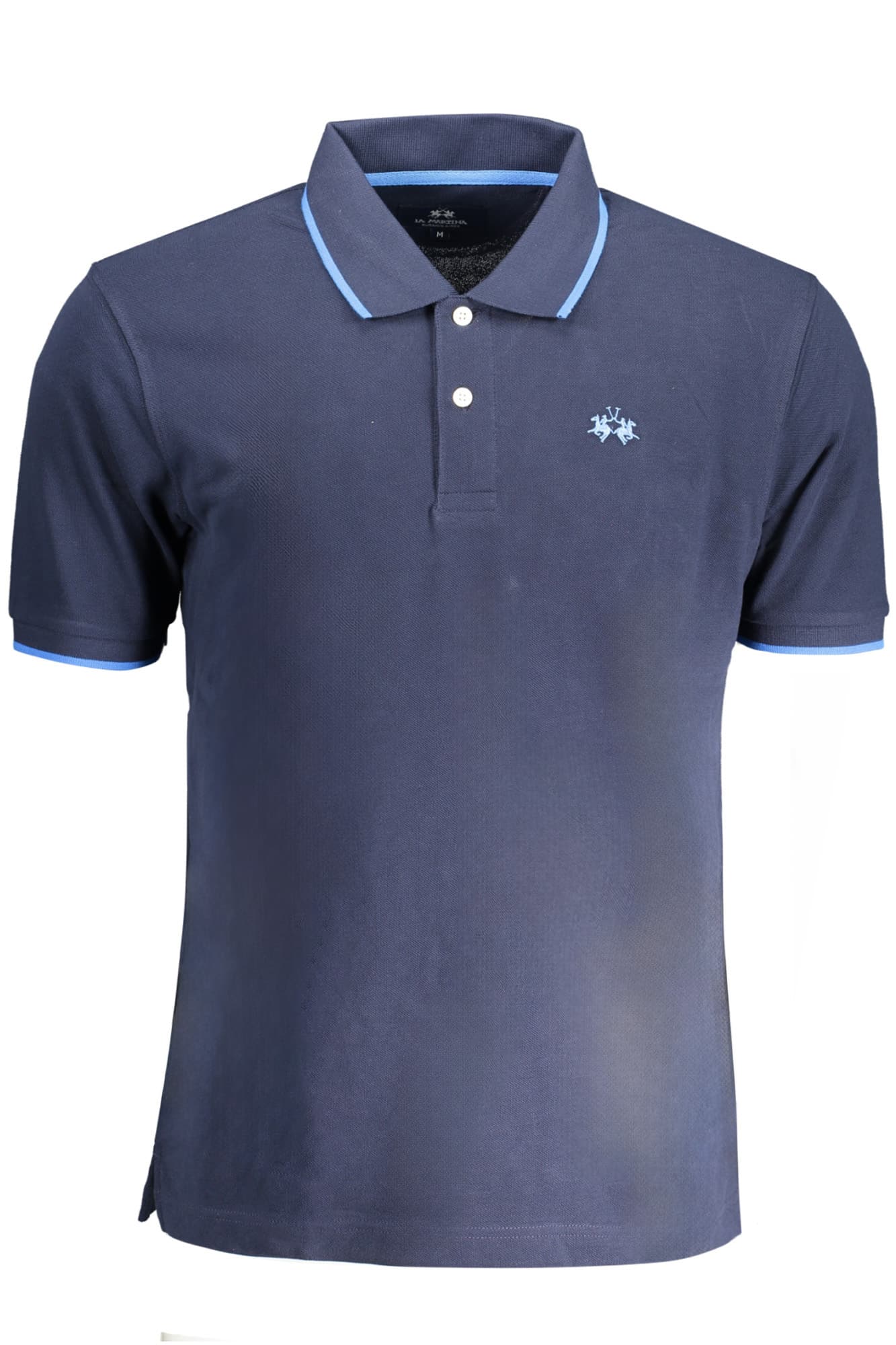 lamartinapolomanichecorteuomoblu_1 LA MARTINA MEN'S SHORT SLEEVE POLO BLUE - Image 1