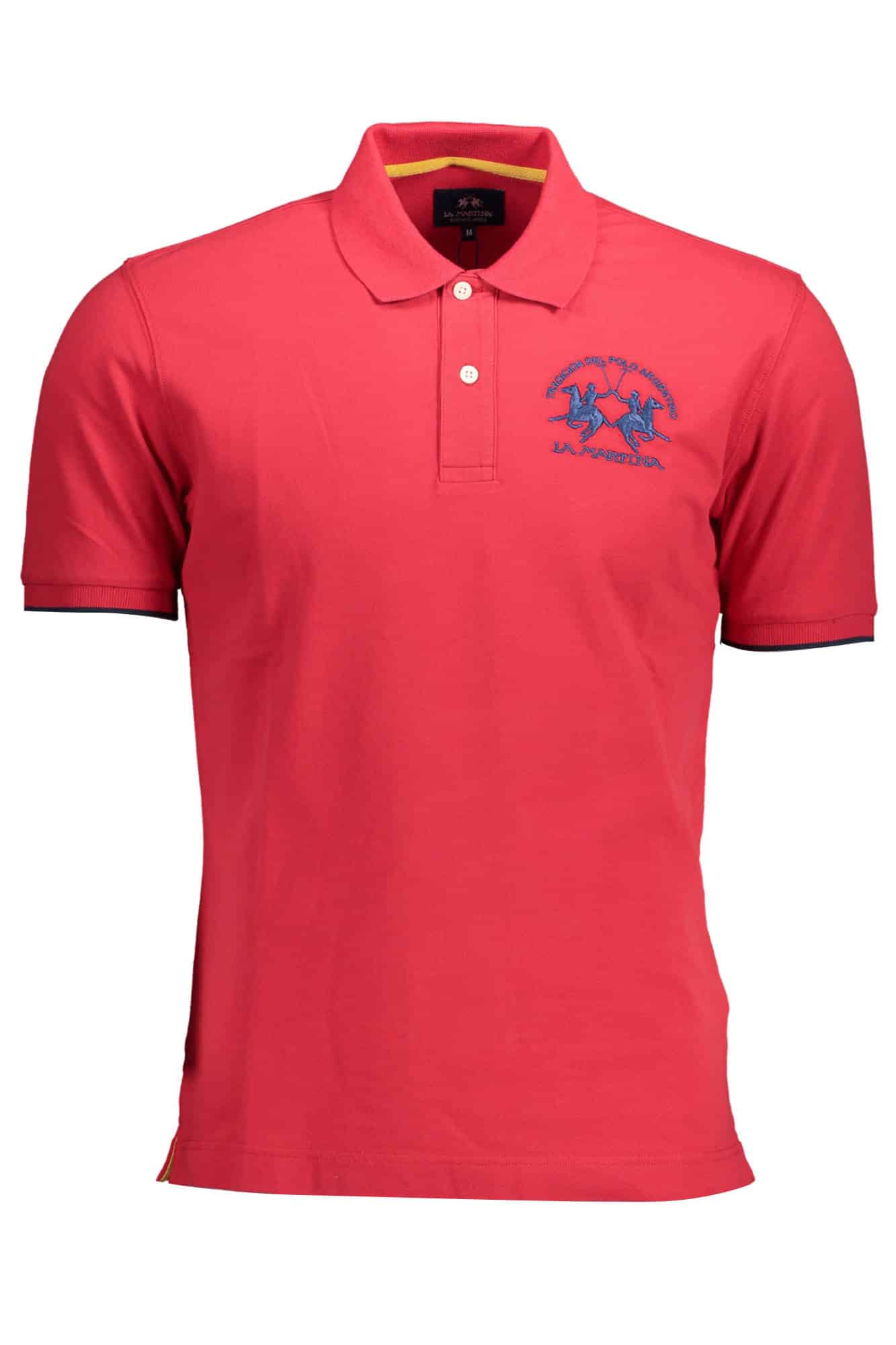 lamartinapolomanichecorteuomorosso_1 LA MARTINA MEN'S RED SHORT SLEEVED POLO SHIRT - Image 1