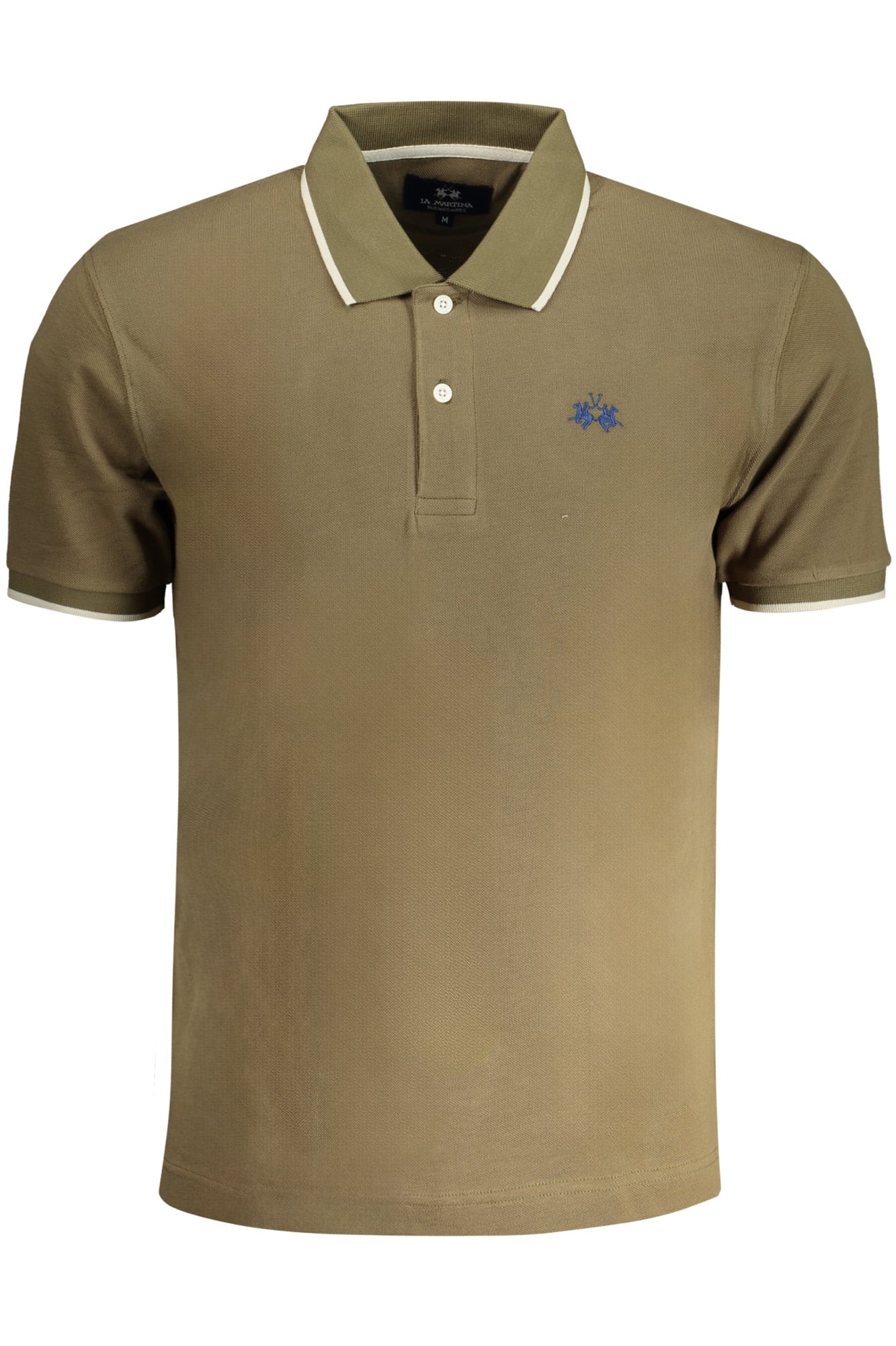 lamartinapolomanichecorteuomoverde_1 LA MARTINA MEN'S GREEN SHORT-SLEEVED POLO SHIRT - Image 1