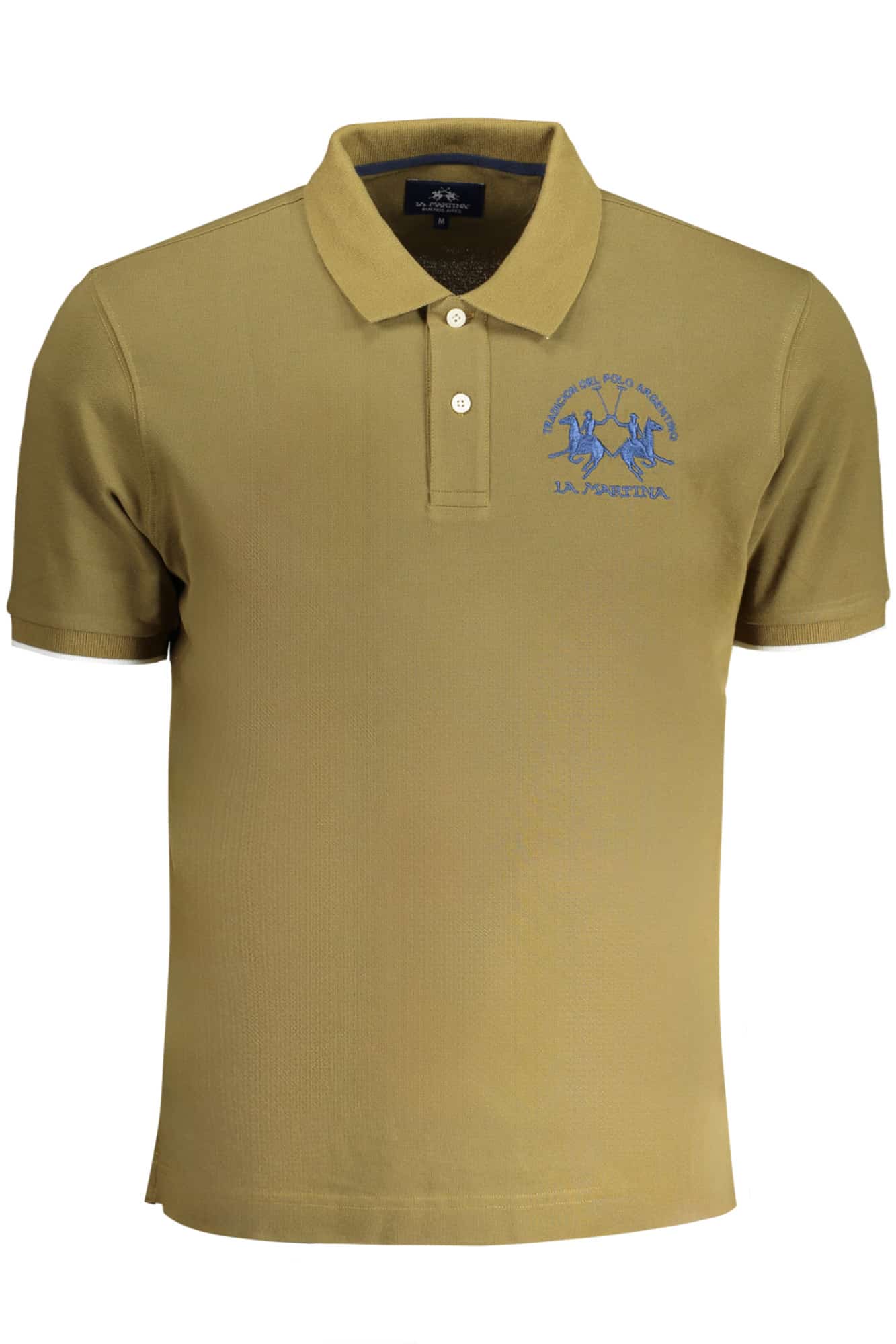 lamartinapolomanichecorteuomoverde_1 LA MARTINA MEN'S GREEN SHORT-SLEEVED POLO SHIRT - Image 1