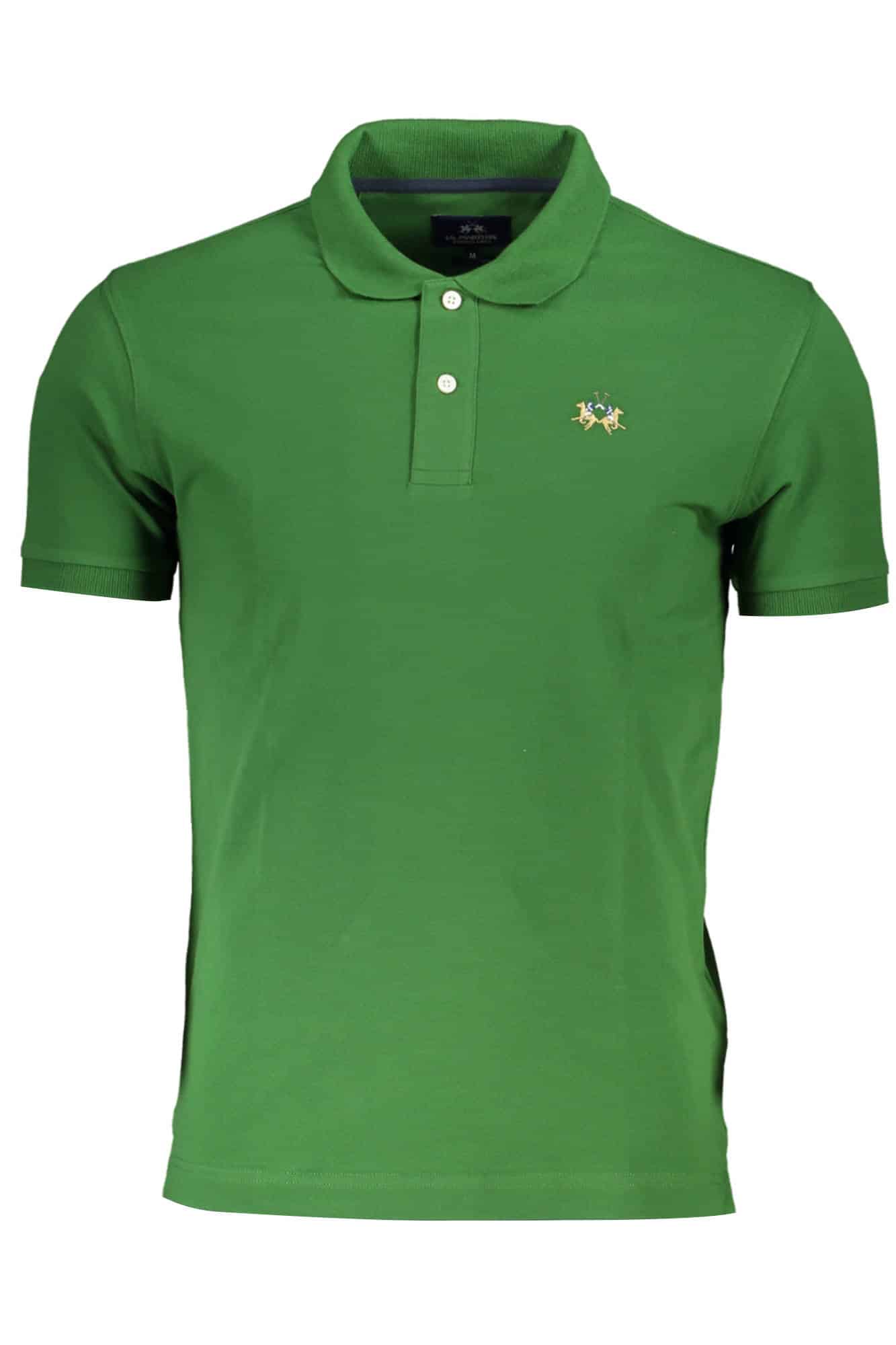 lamartinapolomanichecorteuomoverde_1 LA MARTINA MEN'S GREEN SHORT SLEEVED POLO SHIRT - Image 1