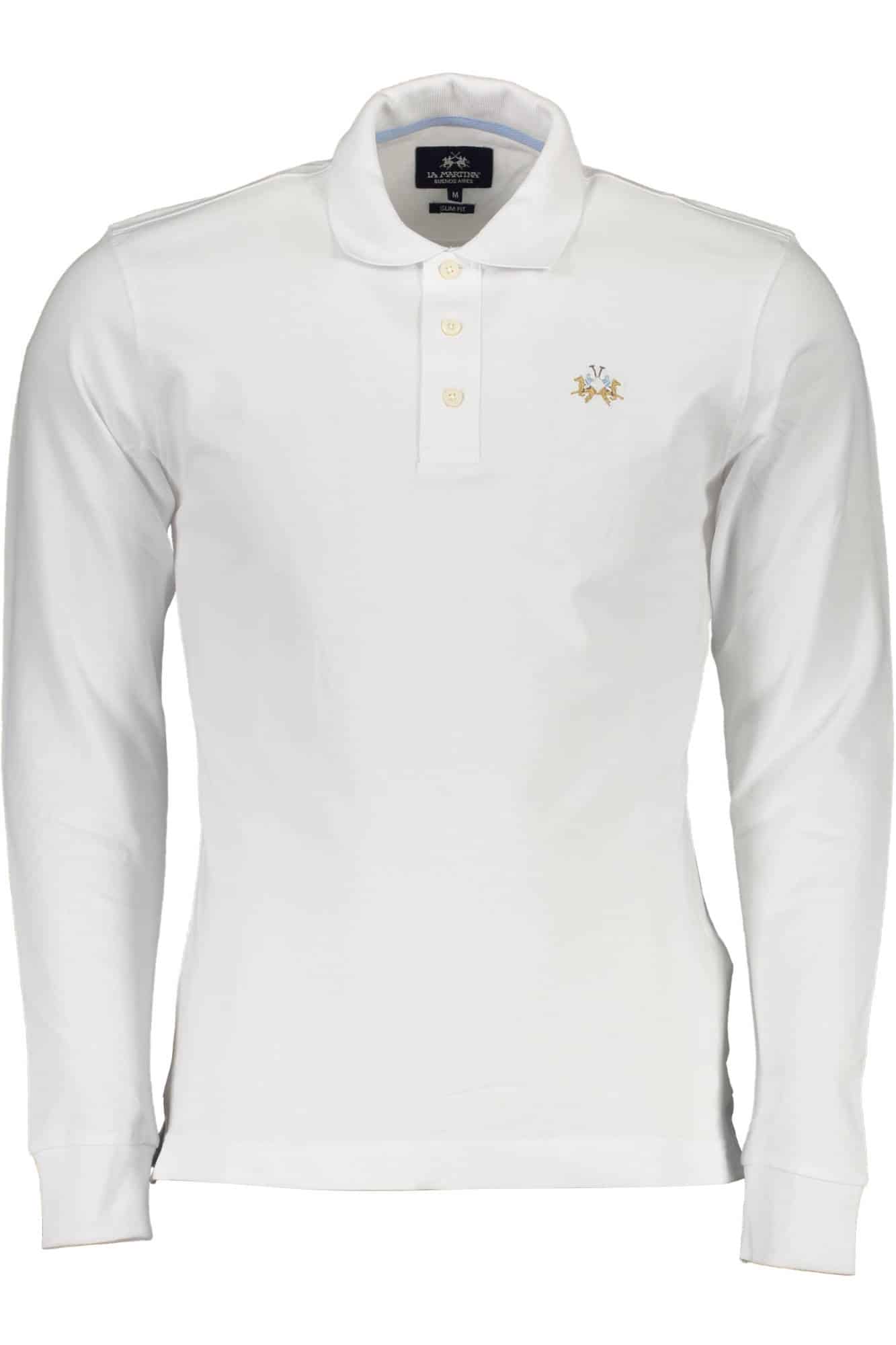 lamartinapolomanichelungheuomobianco_1 LA MARTINA MEN'S WHITE LONG SLEEVE POLO SHIRT - Image 1
