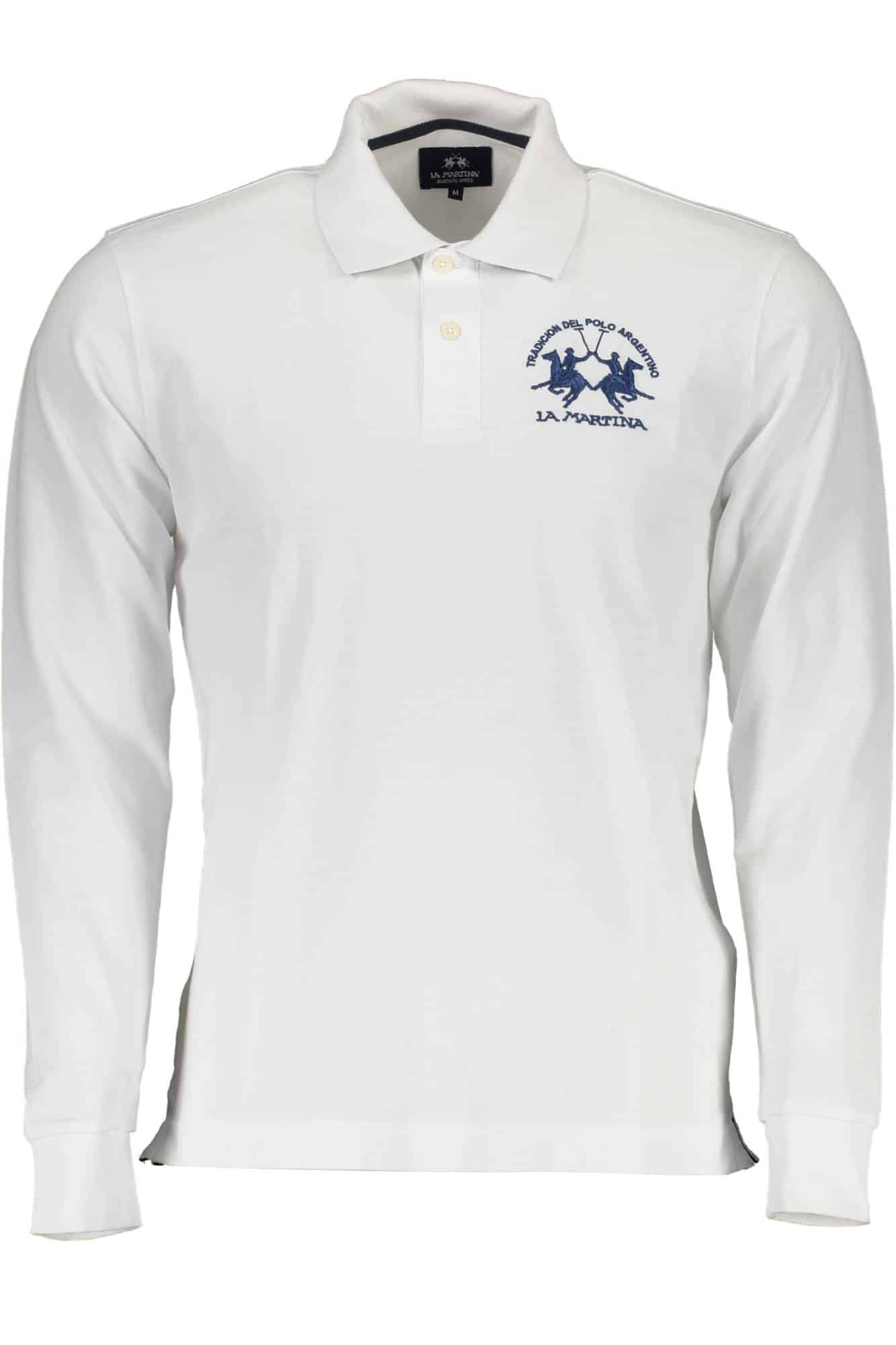 lamartinapolomanichelungheuomobianco_1 LA MARTINA MEN'S WHITE LONG SLEEVE POLO SHIRT - Image 1