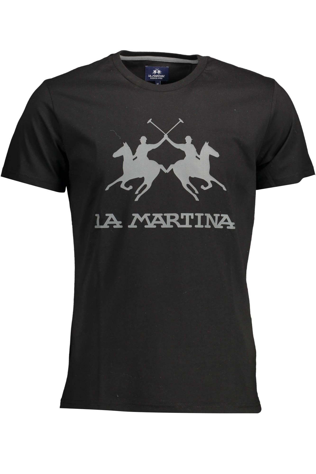 lamartinat-shirtmanichecorteuomonero_1 LA MARTINA MEN'S SHORT SLEEVE T-SHIRT BLACK - Image 1