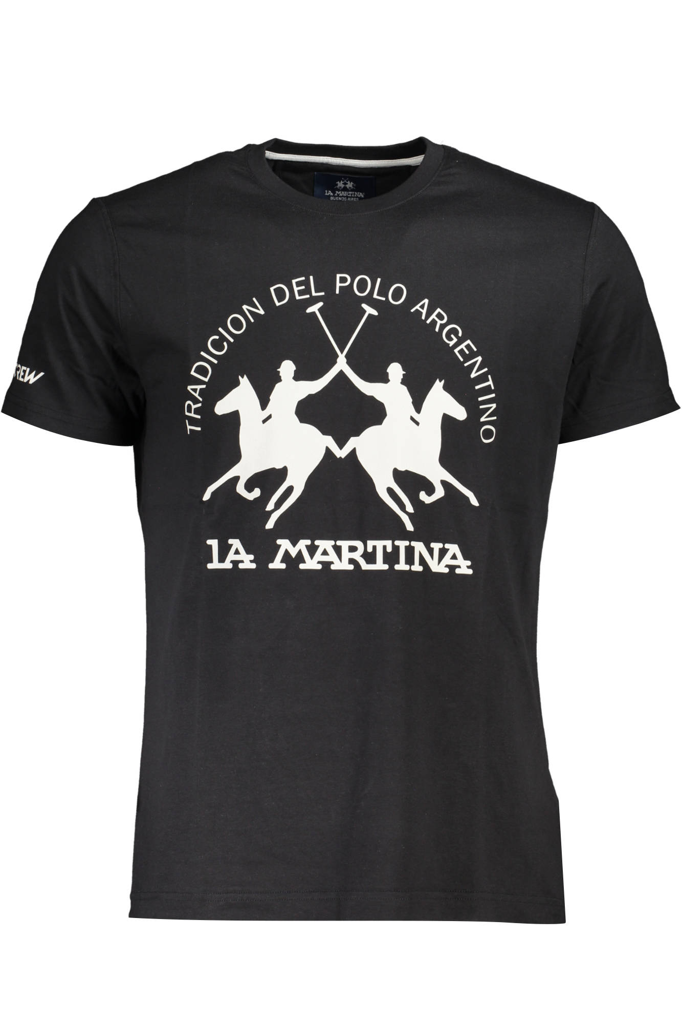lamartinat-shirtmanichecorteuomonero_1 LA MARTINA MEN'S SHORT SLEEVE T-SHIRT BLACK - Image 1