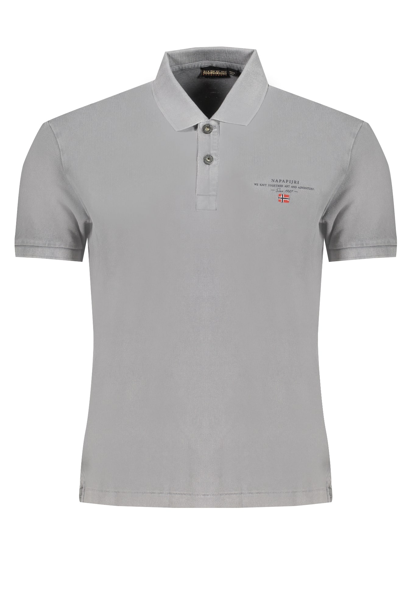 napapijripolomanichecorteuomogrigio_1 NAPAPIJRI MEN'S GRAY SHORT SLEEVED POLO SHIRT - Image 1