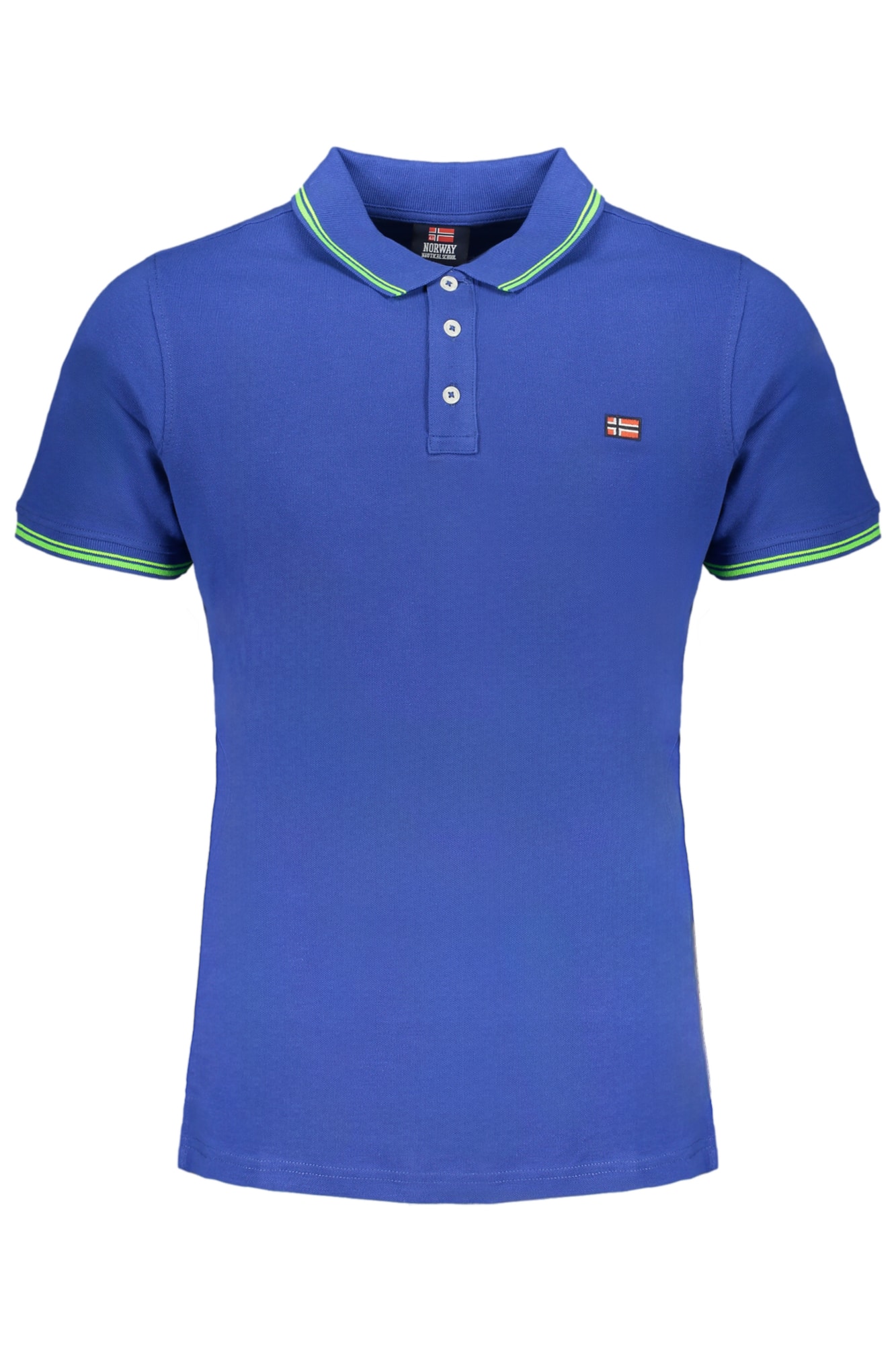 norway1963polomanichecorteuomoblu_1 NORWAY 1963 MEN'S BLUE SHORT SLEEVE POLO SHIRT - Image 1