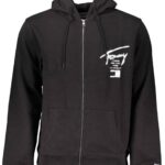 TOMMY HILFIGER MEN'S BLACK ZIPPED SWEATSHIRT