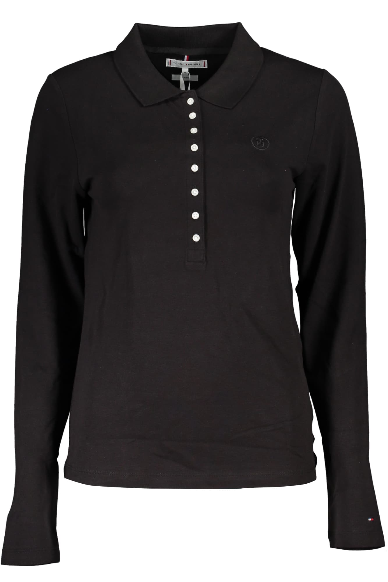 tommyhilfigerpolomanichelunghedonnanero_1 TOMMY HILFIGER WOMEN'S LONG SLEEVE POLO SHIRT BLACK - Image 1