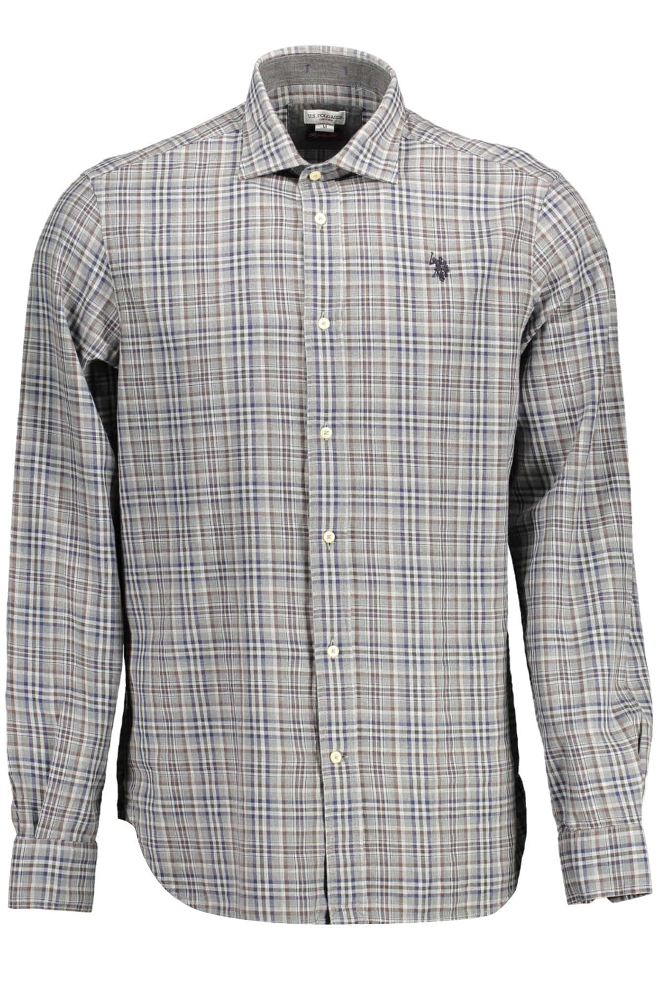 uspolocamiciamanichelungheuomogrigio_1 US POLO ASSN. MEN'S LONG-SLEEVED SHIRT, GREY - Image 1