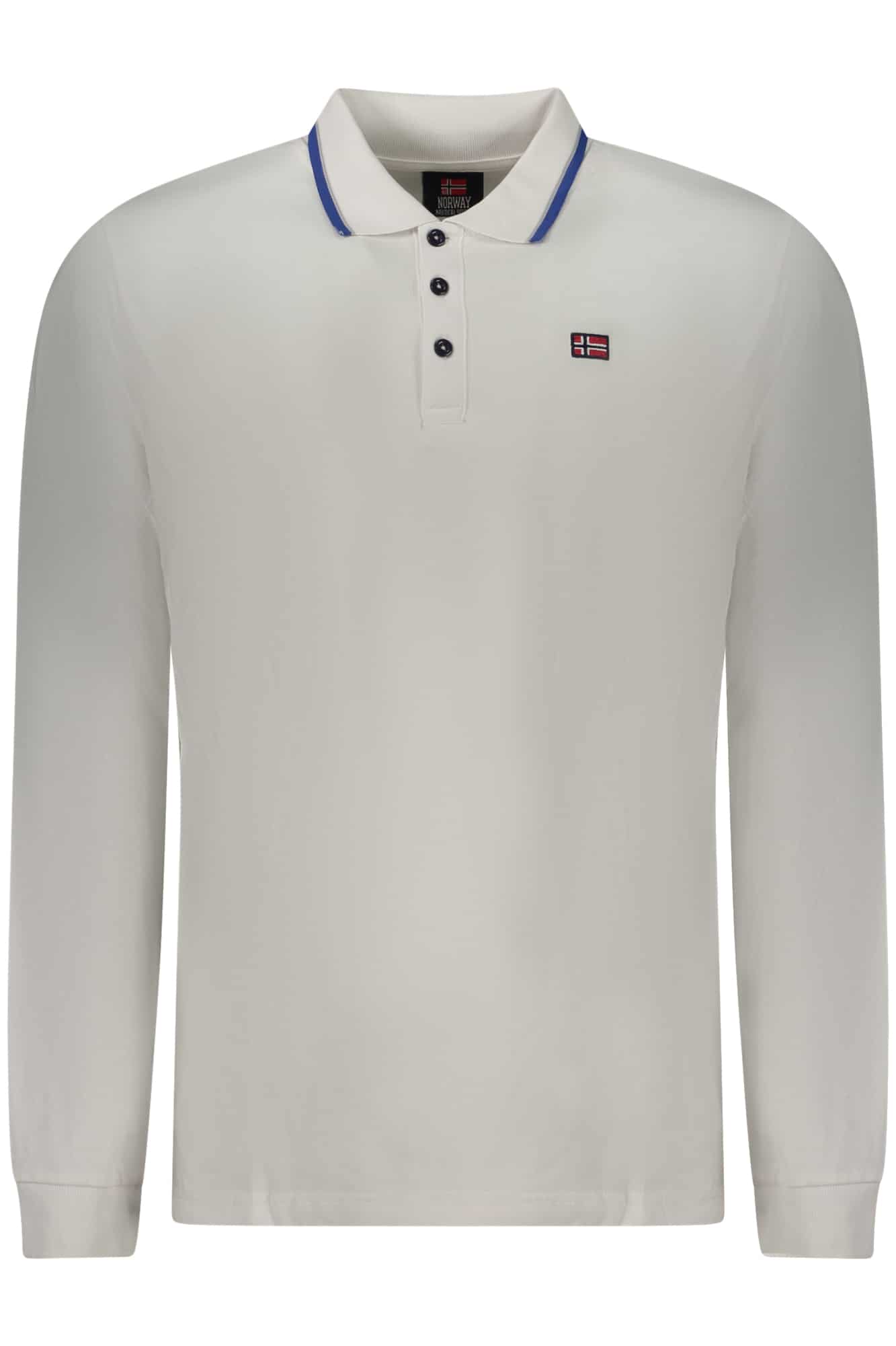 norway1963polomanichelungheuomobianco_1 NORWAY 1963 MEN'S LONG-SLEEVED POLO SHIRT WHITE - Image 1