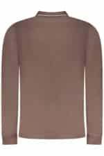 NORWAY 1963 MEN'S LONG-SLEEVE POLO SHIRT, BROWN - Image 2